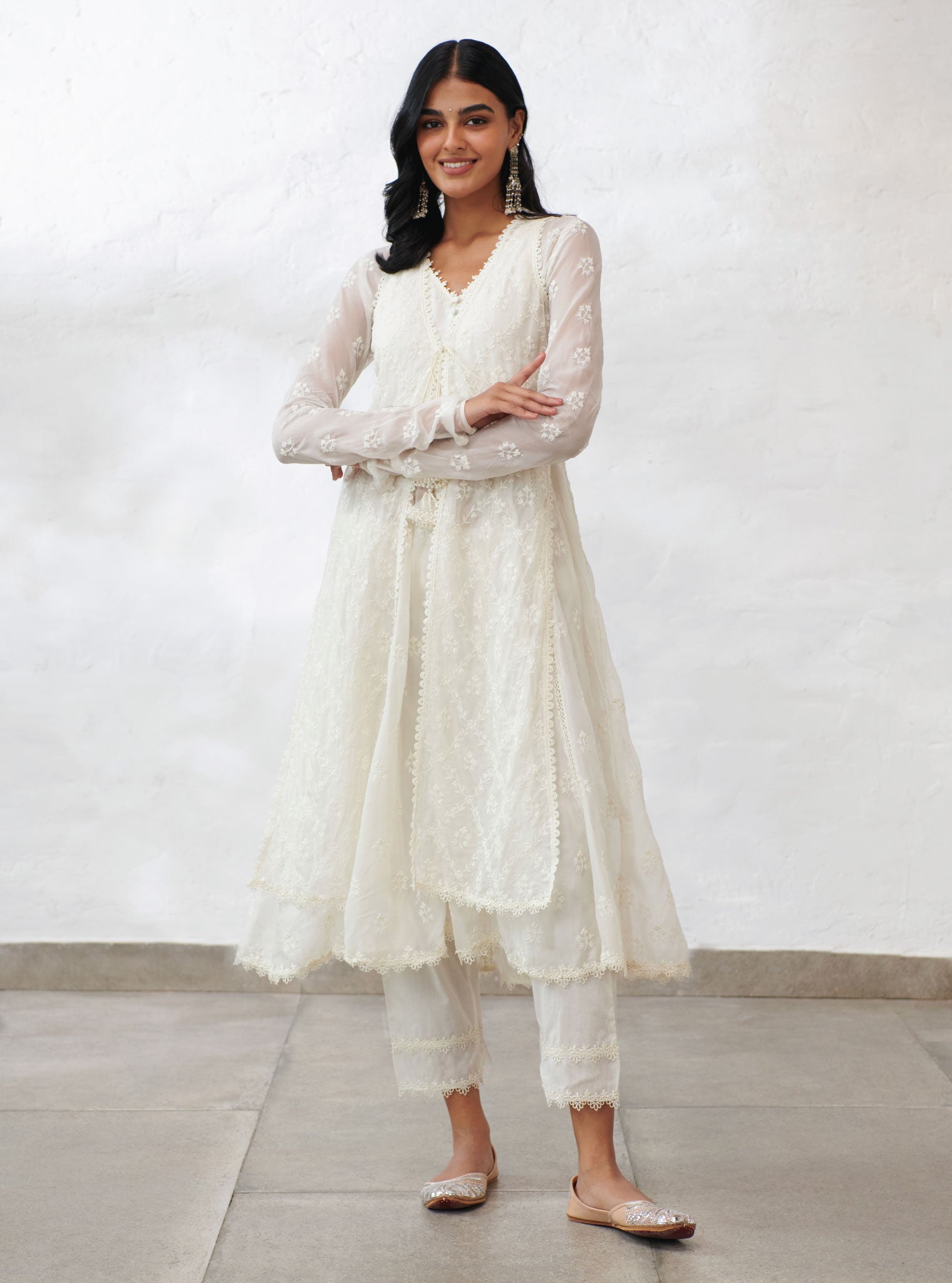 Mulmul Organza Essex Anarkali Kurta with Organza Jacket