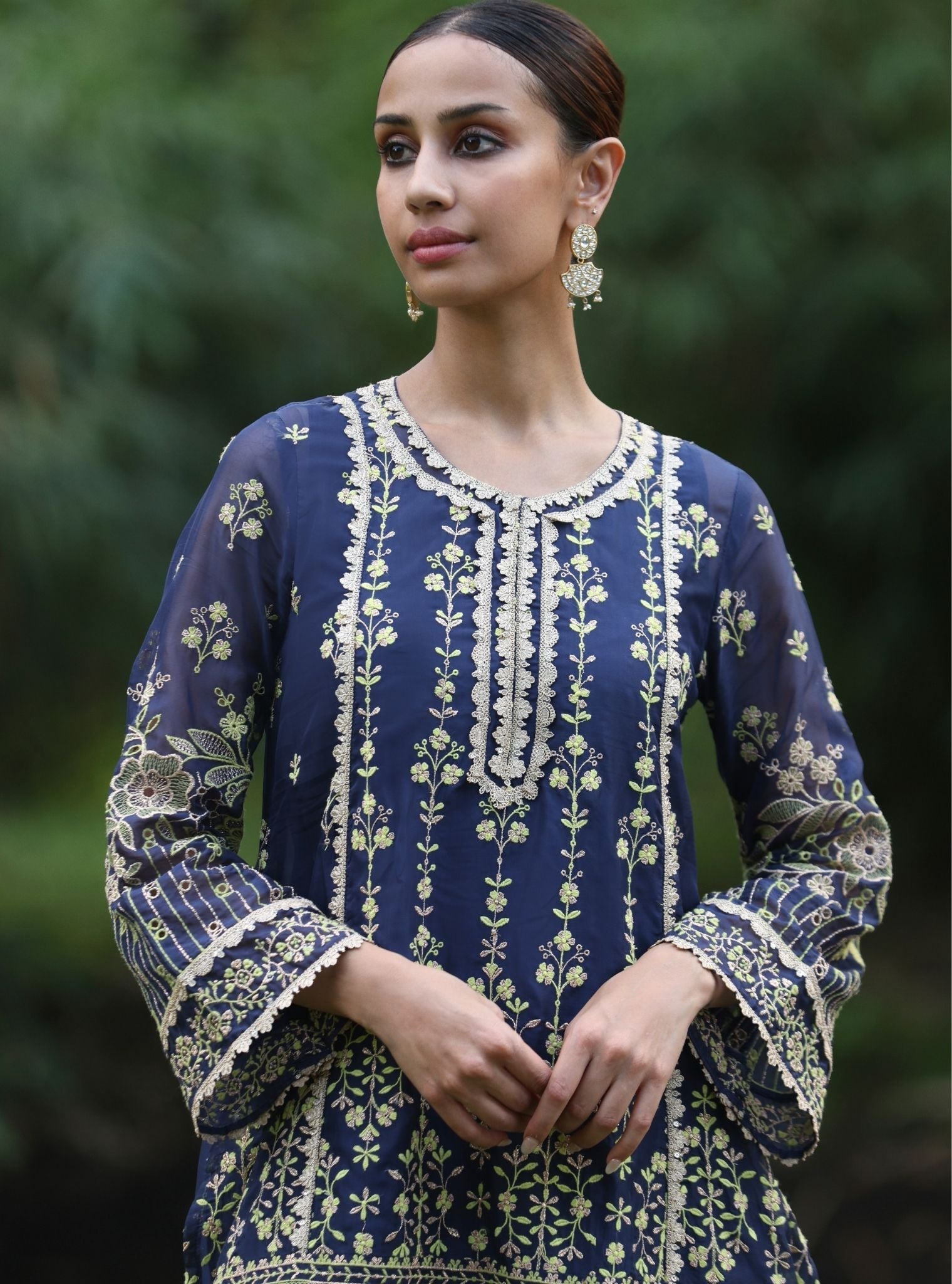Kali Organza Navy Kurta Set