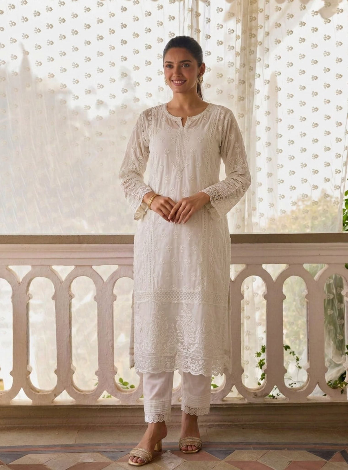 Yani Organza Off White Kurta Set