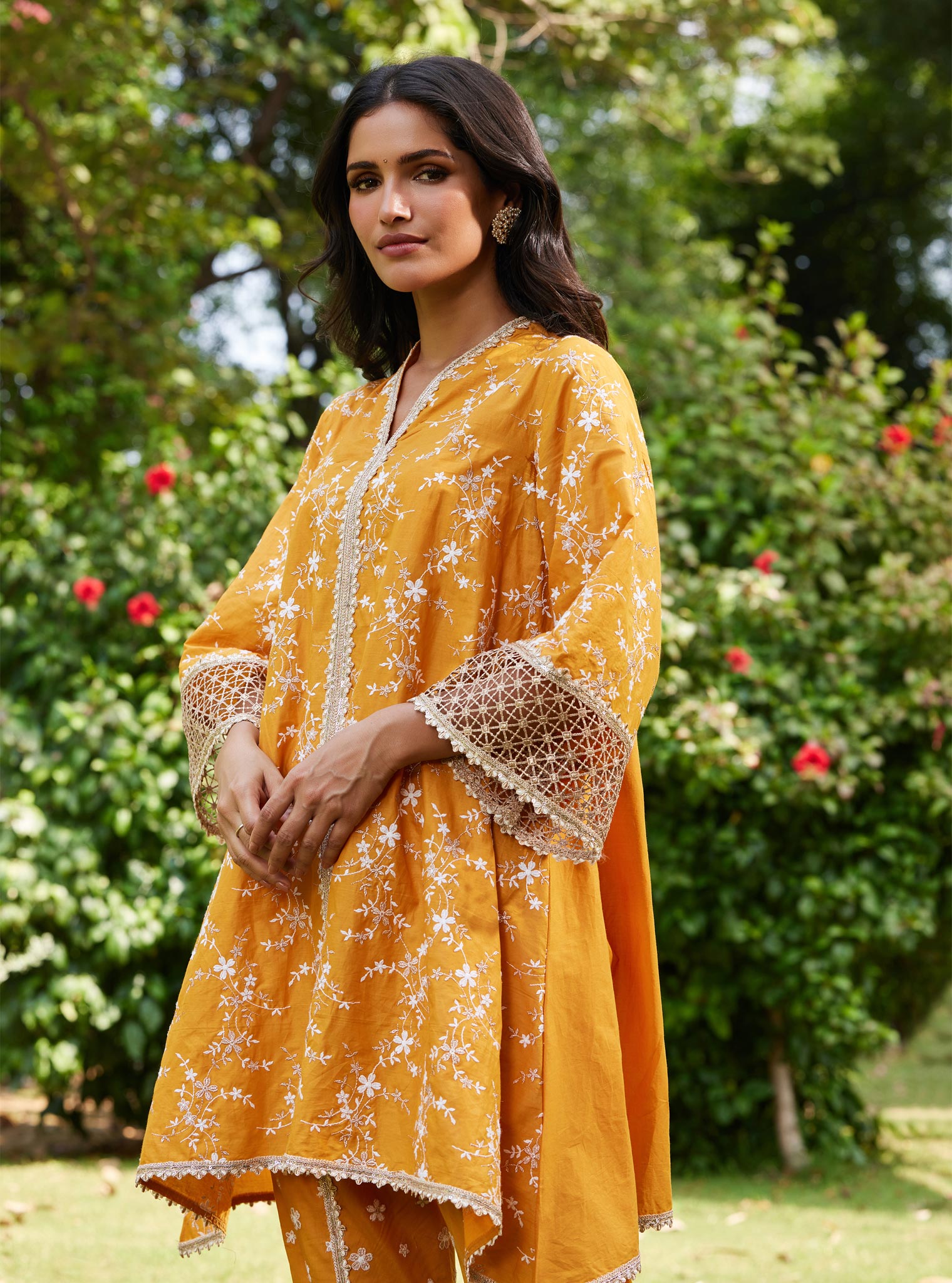 Mulmul Supima Cotton Avira Orange Kurta
