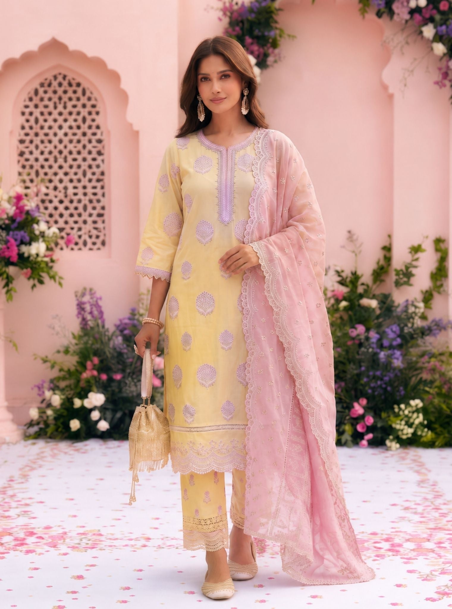 Amira Supima Cotton Yellow Kurta Set