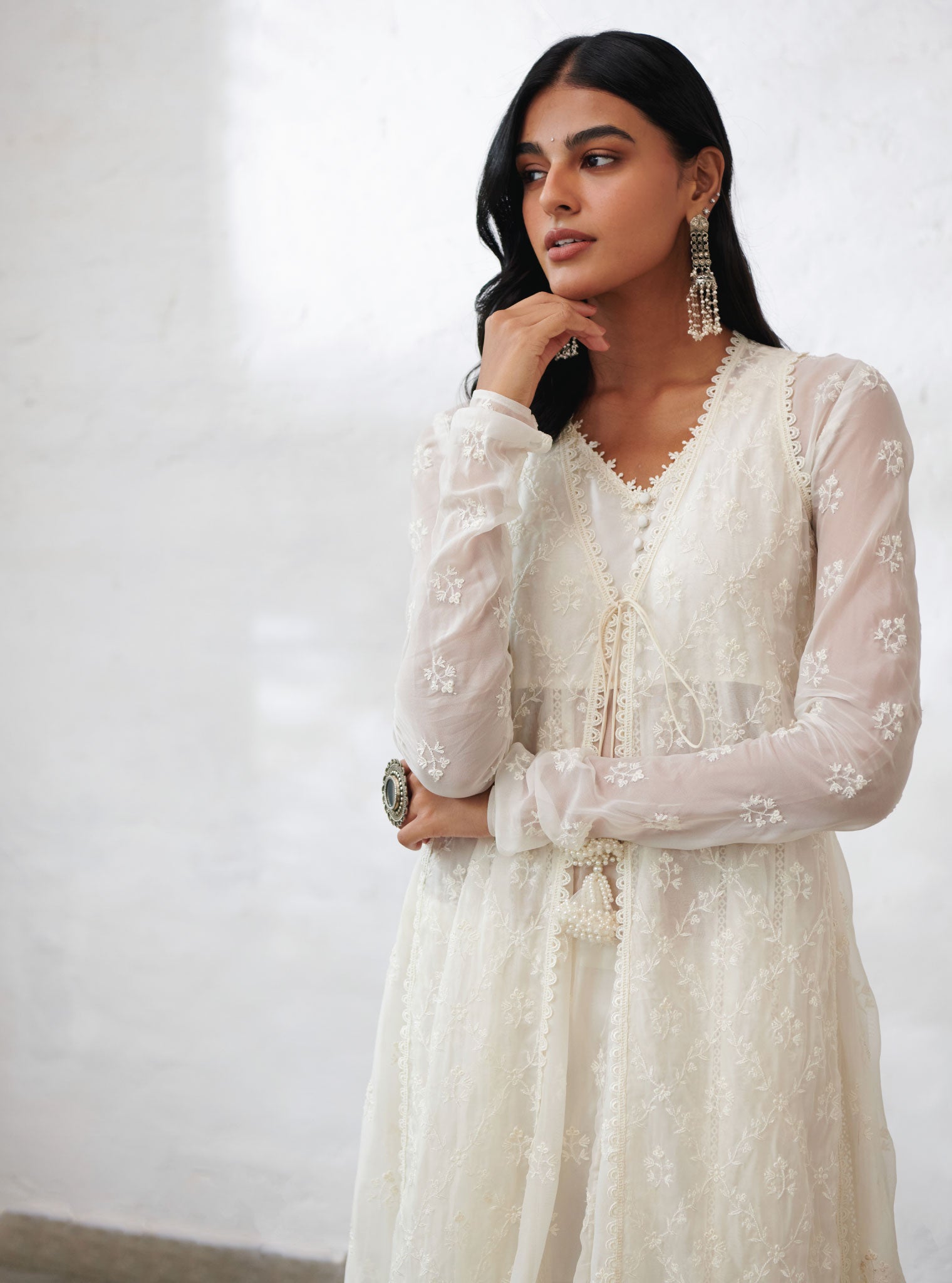 Mulmul Organza Essex Anarkali Kurta with Organza Jacket