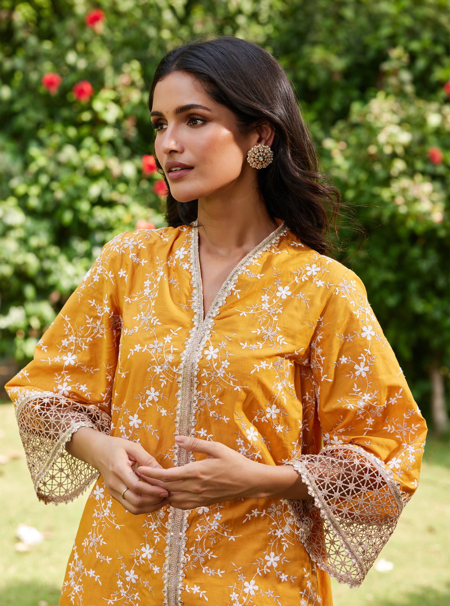 Mulmul Supima Cotton Avira Orange Kurta