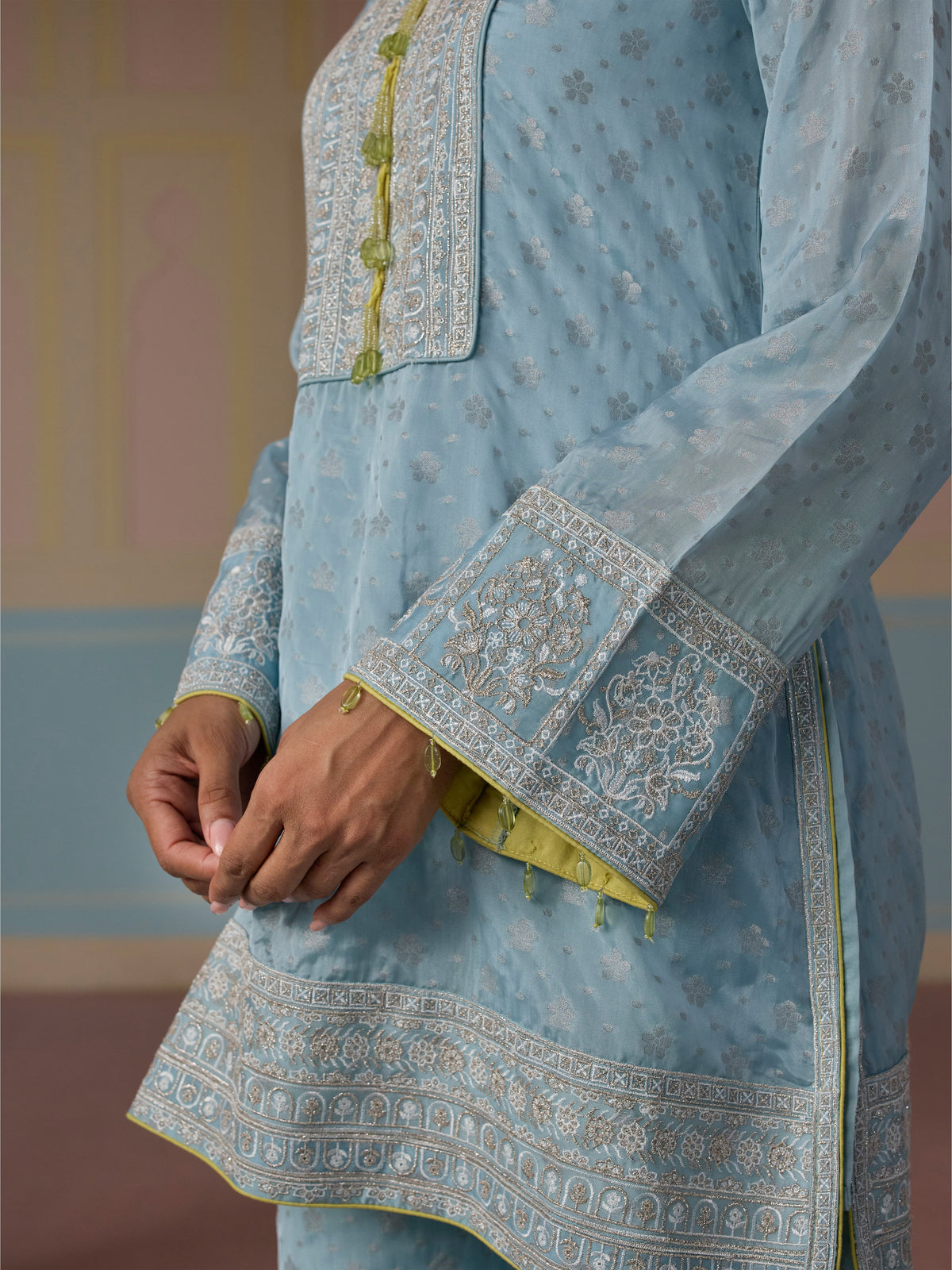 Elara Banarasi Light Blue Co-ord Set