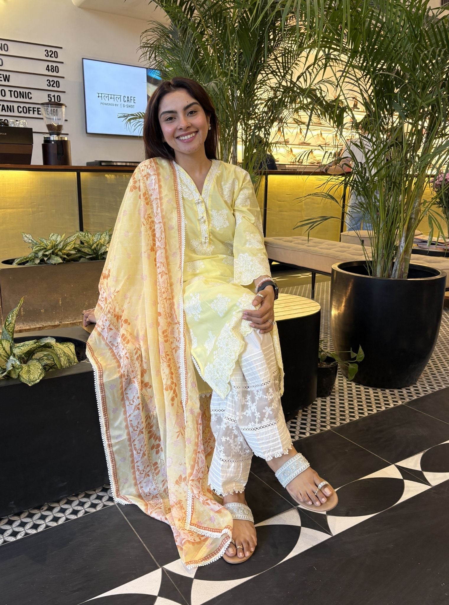 Hriddhi Supima Cotton Yellow Kurta Set