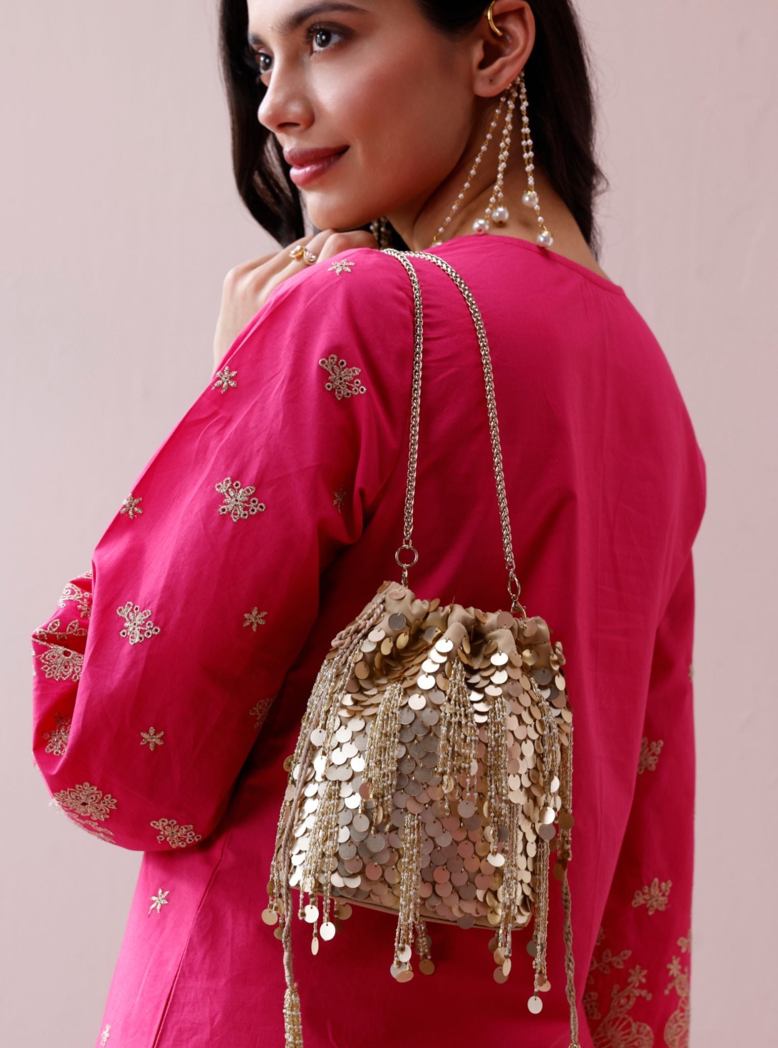 Oran Gold Tassels Potli Bag