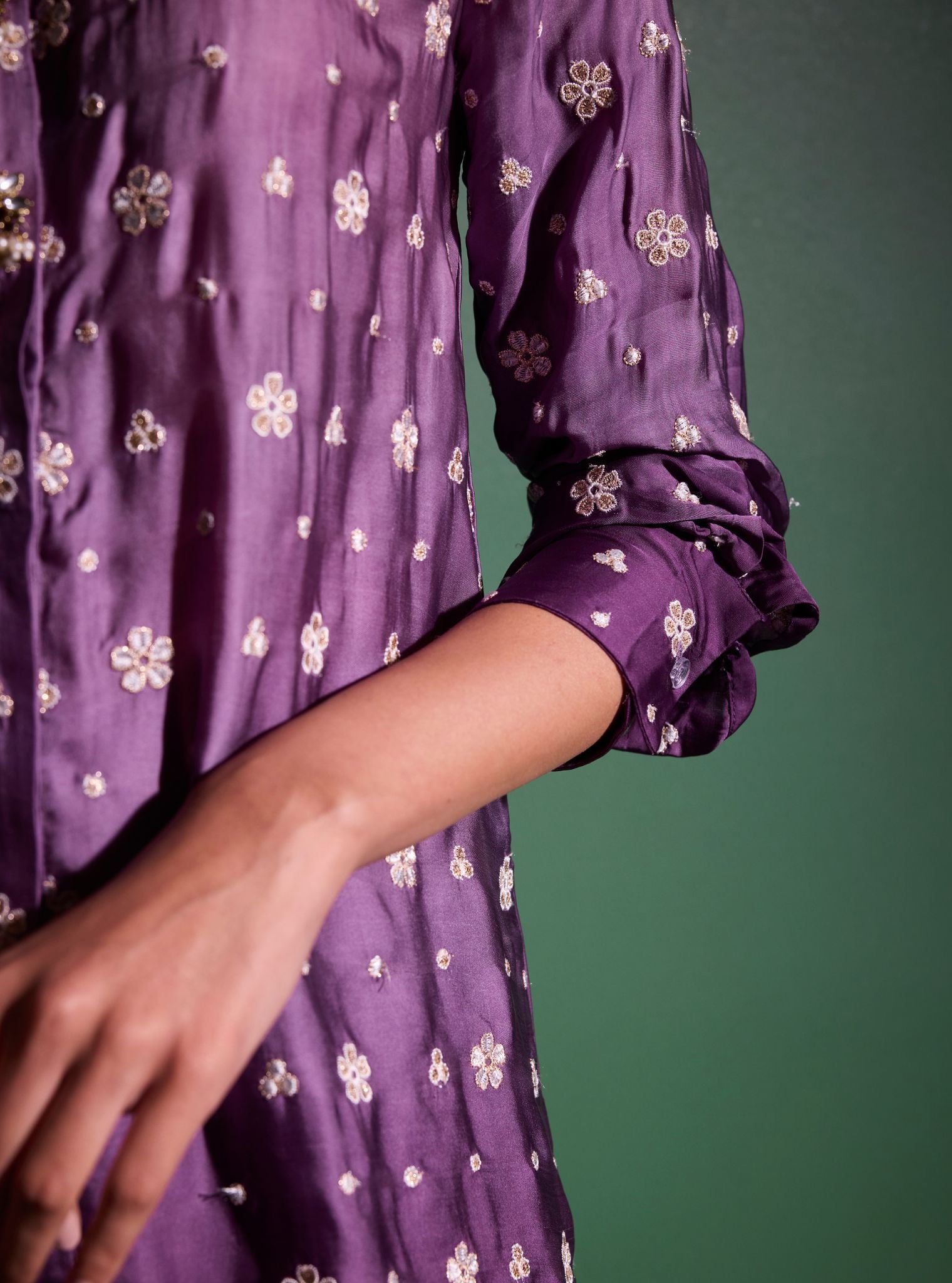 Husna Cupro Satin Ombre Purple With Husna Sharara