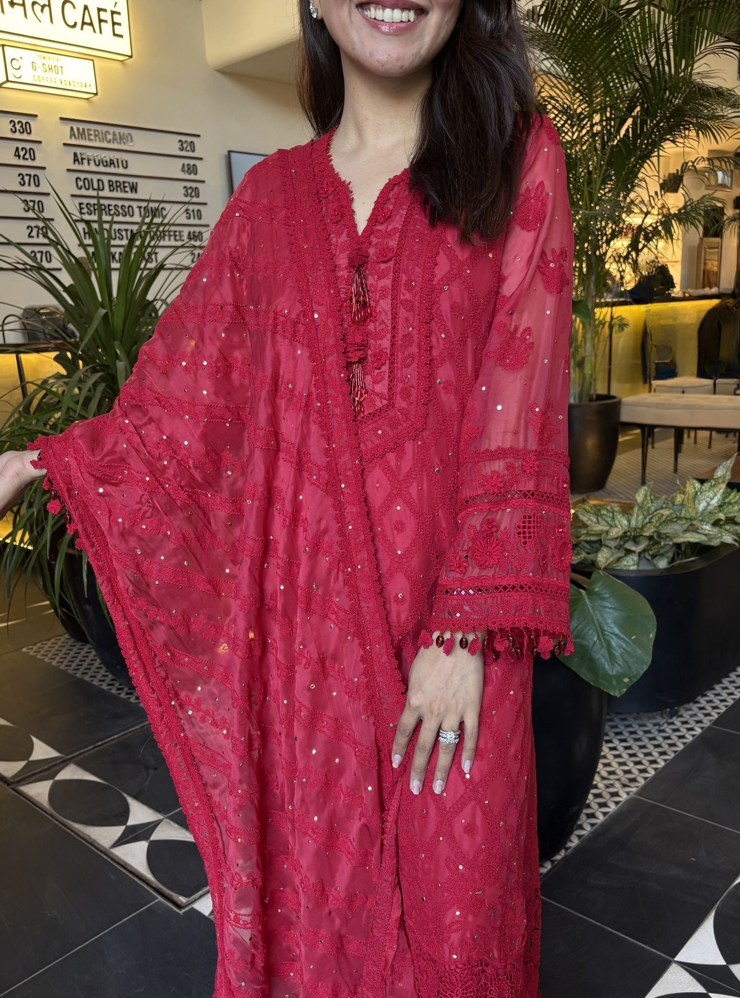 Itriya Organza Red Kurta Set