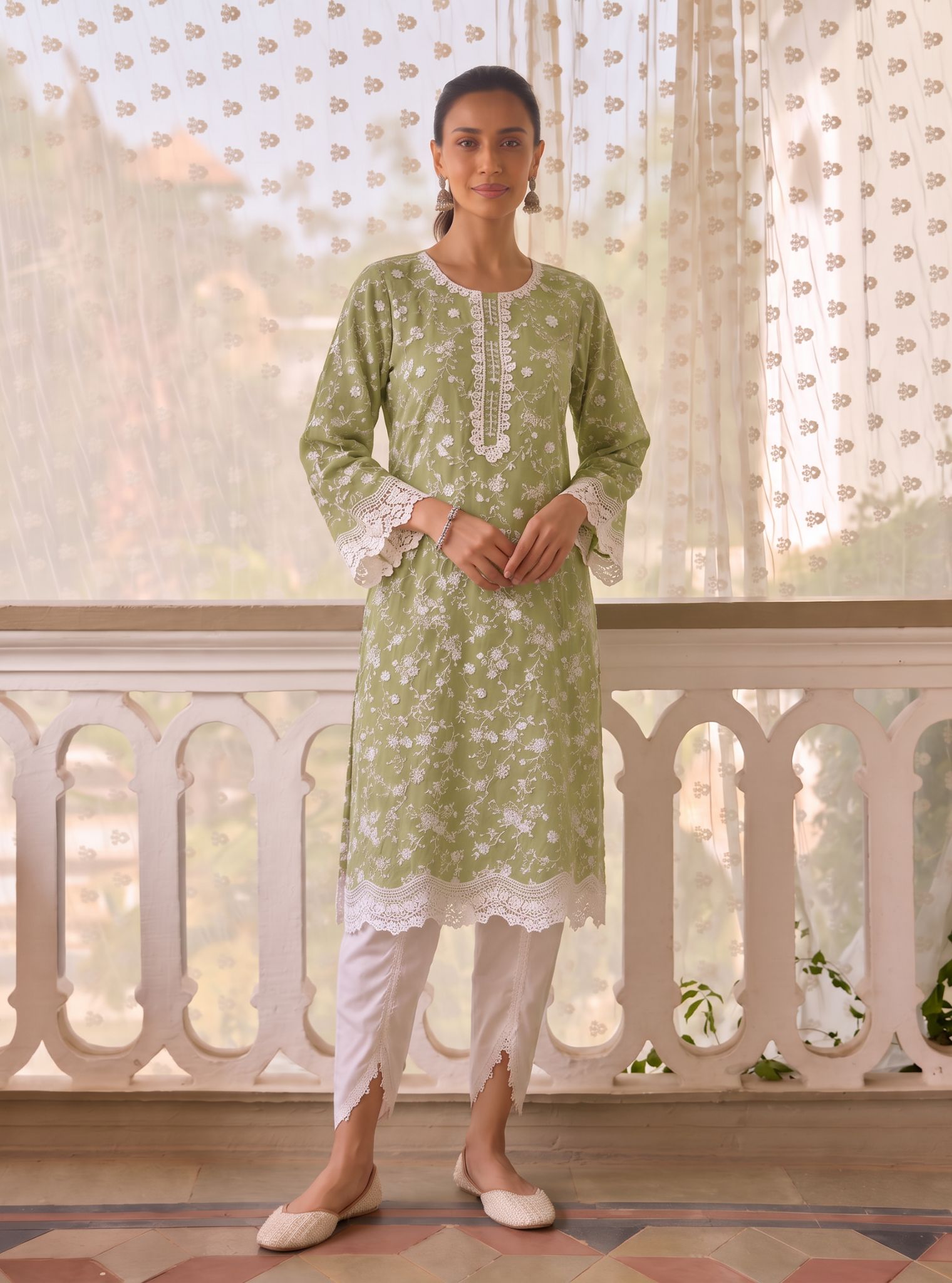 Baybreeze Supima Cotton Green Kurta Set