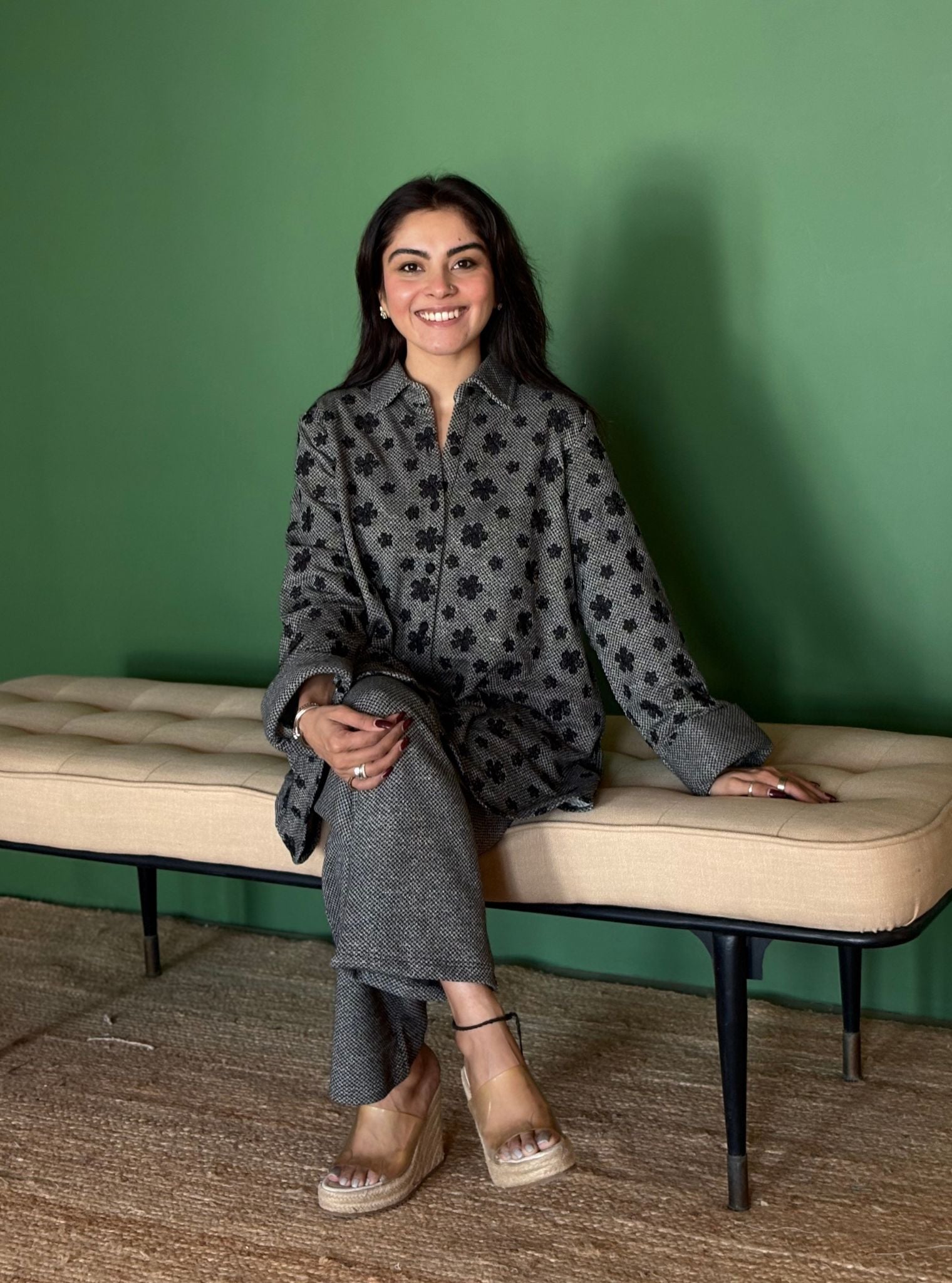 Lurex Black Knit Varnika Shirt With Edith Black Pant