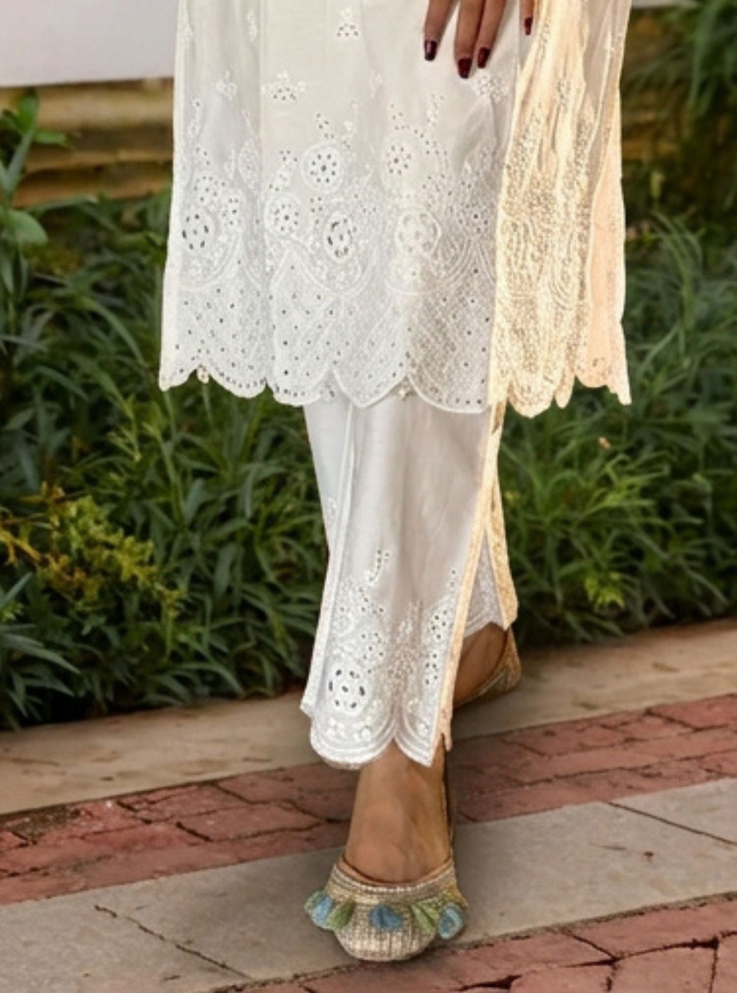 Kora Supima Cotton White Kurta Set