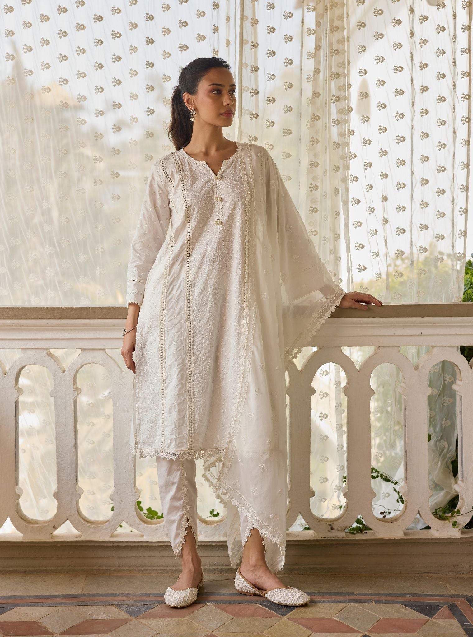 Moira Supima Cotton White Kurta Set