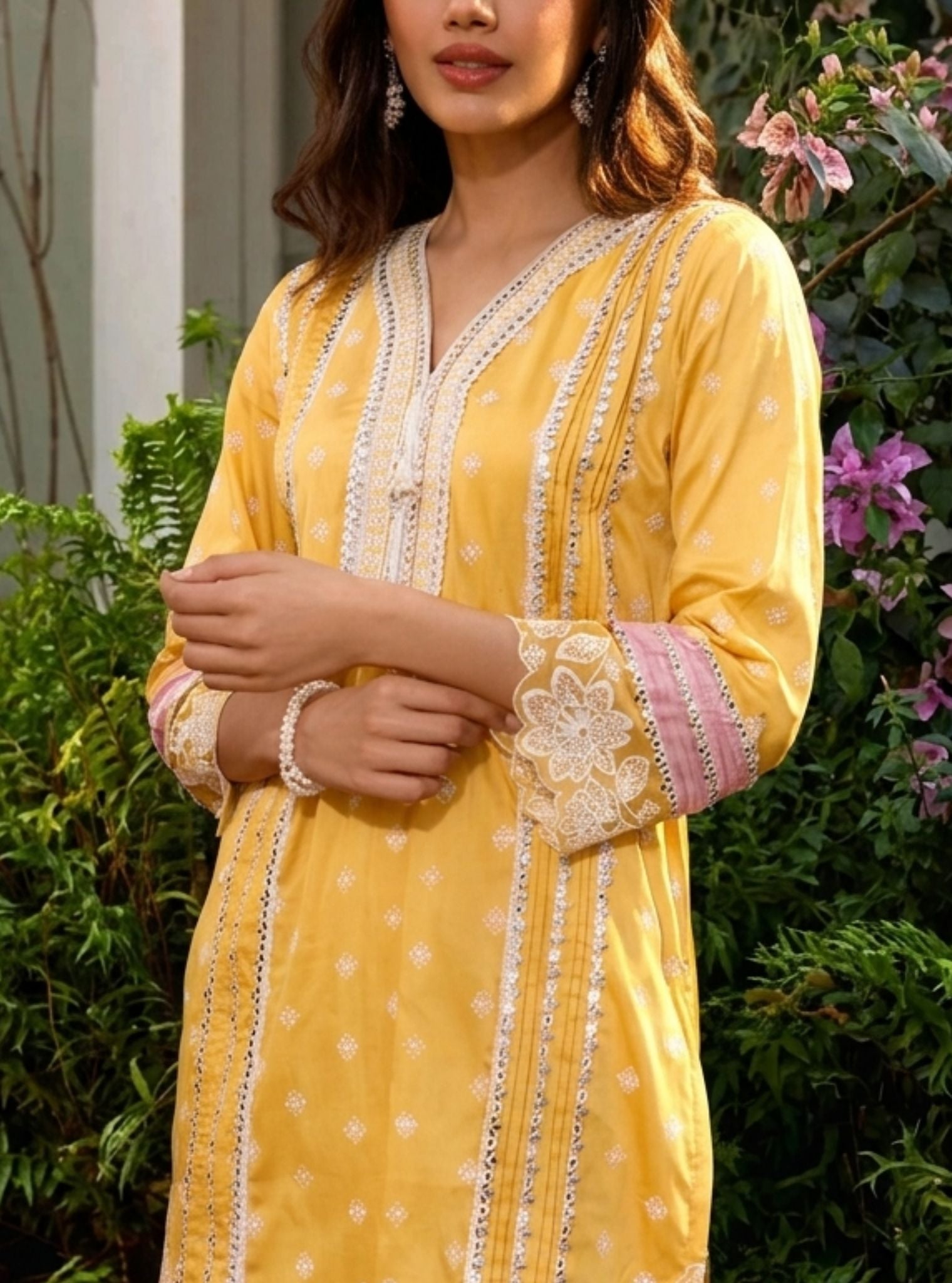 Pira Pima Satin Mustard Kurta Set