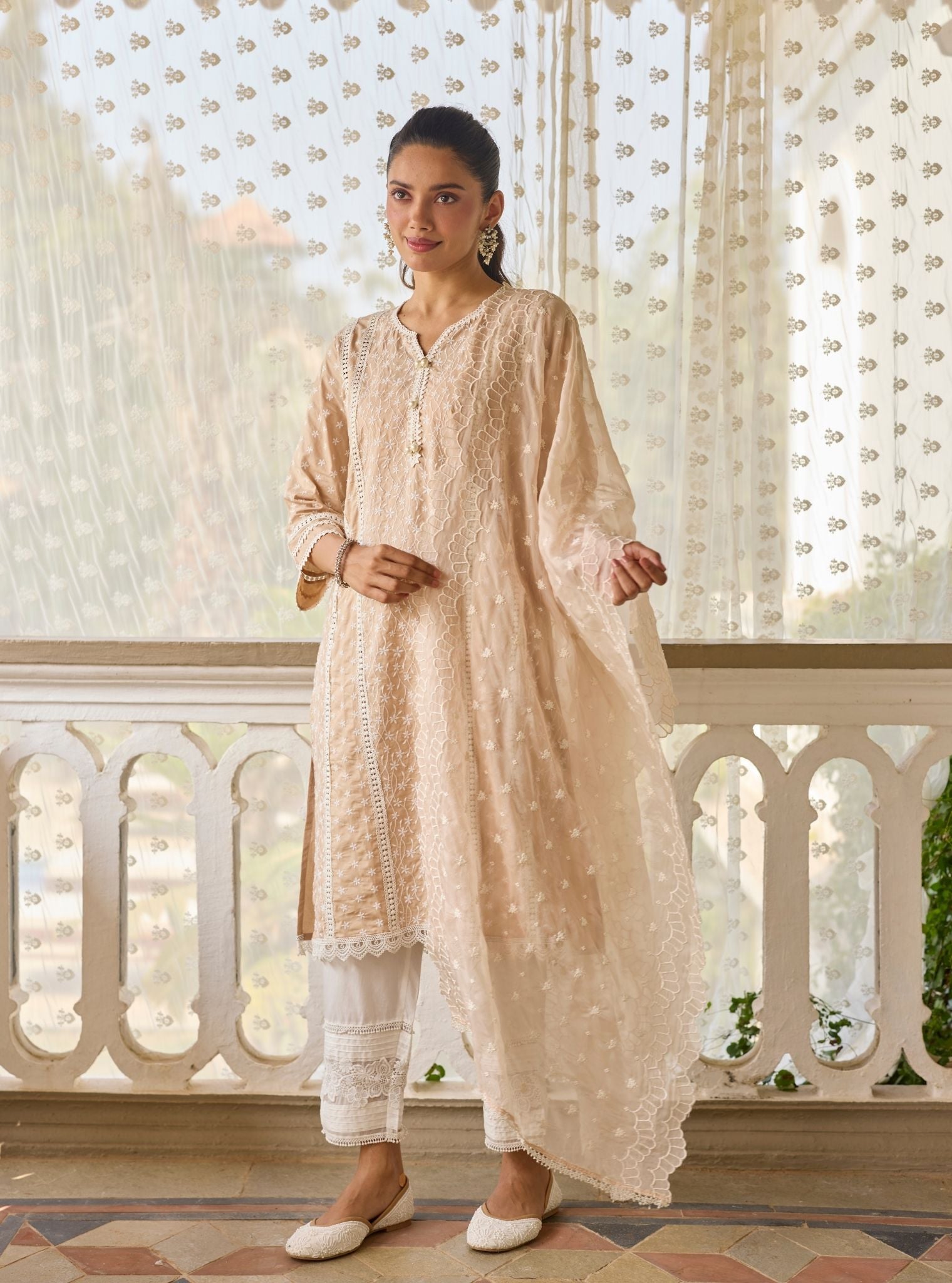 Moira Supima Cotton Beige Kurta Set