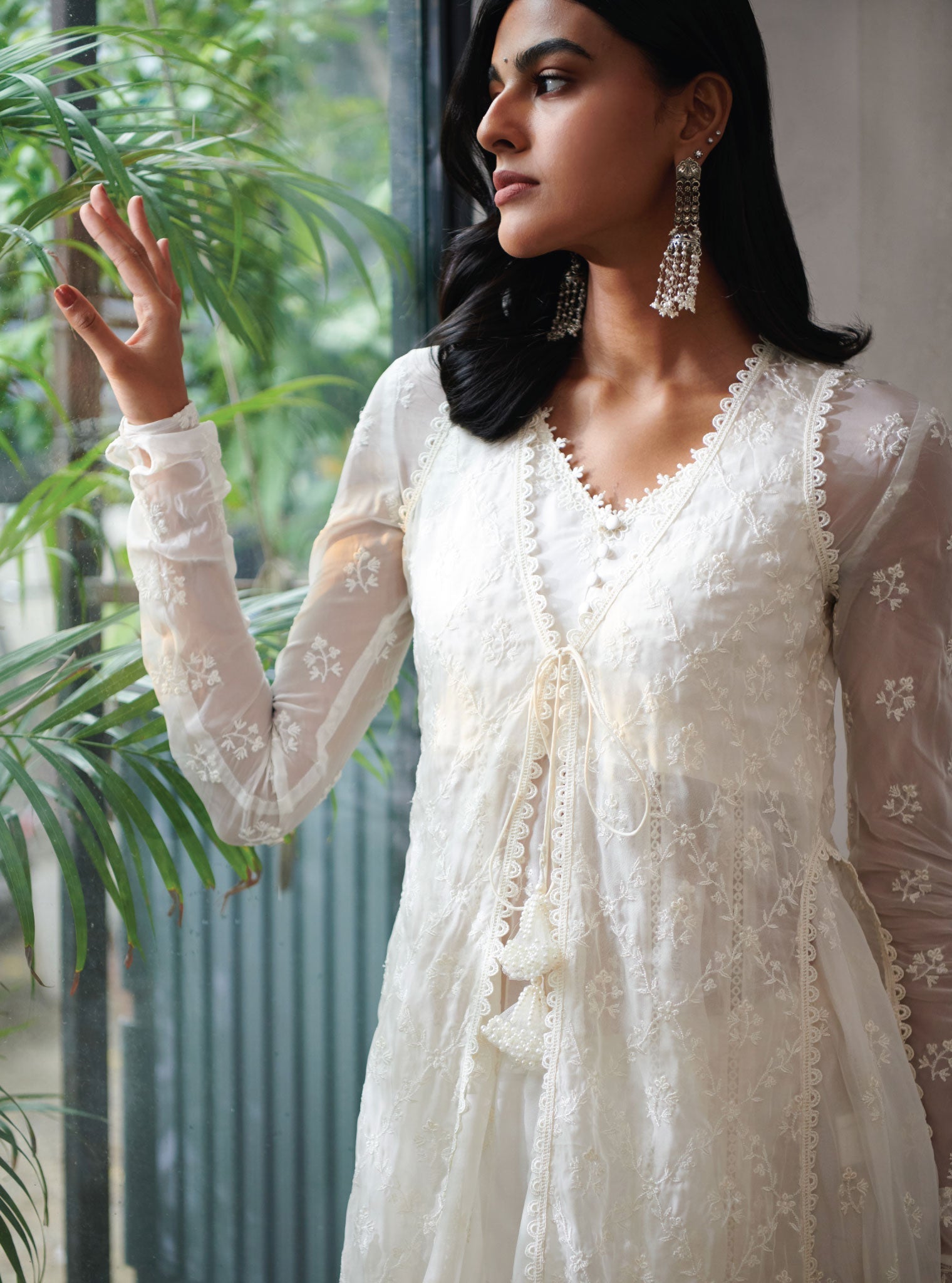 Mulmul Organza Essex Anarkali Kurta with Organza Jacket