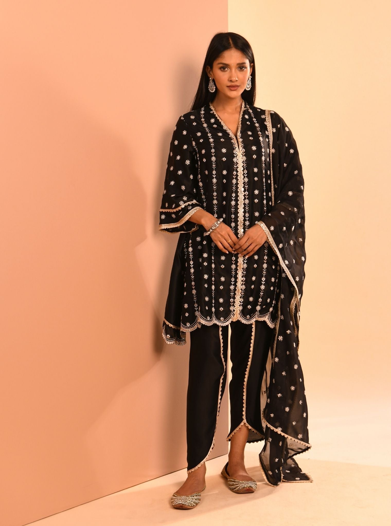 Mulmul Cupro Amara Black Kurta