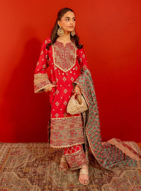 Mumul Supima Satin Brook Red Kurta