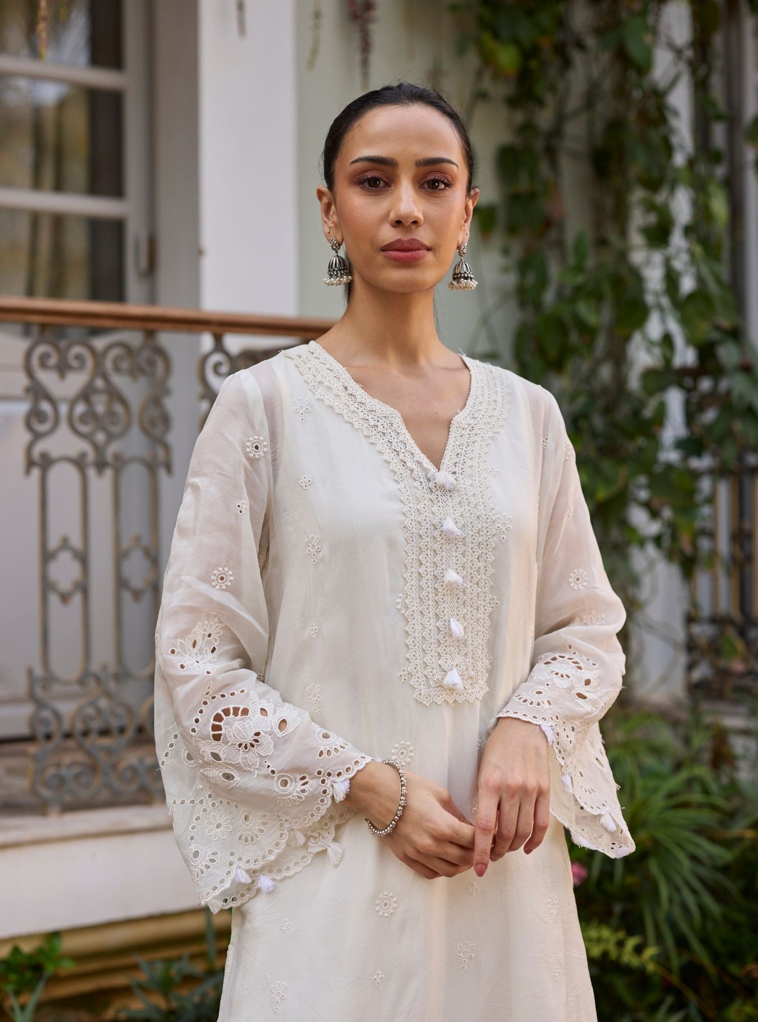 Miso Organza Off White Kurta Set