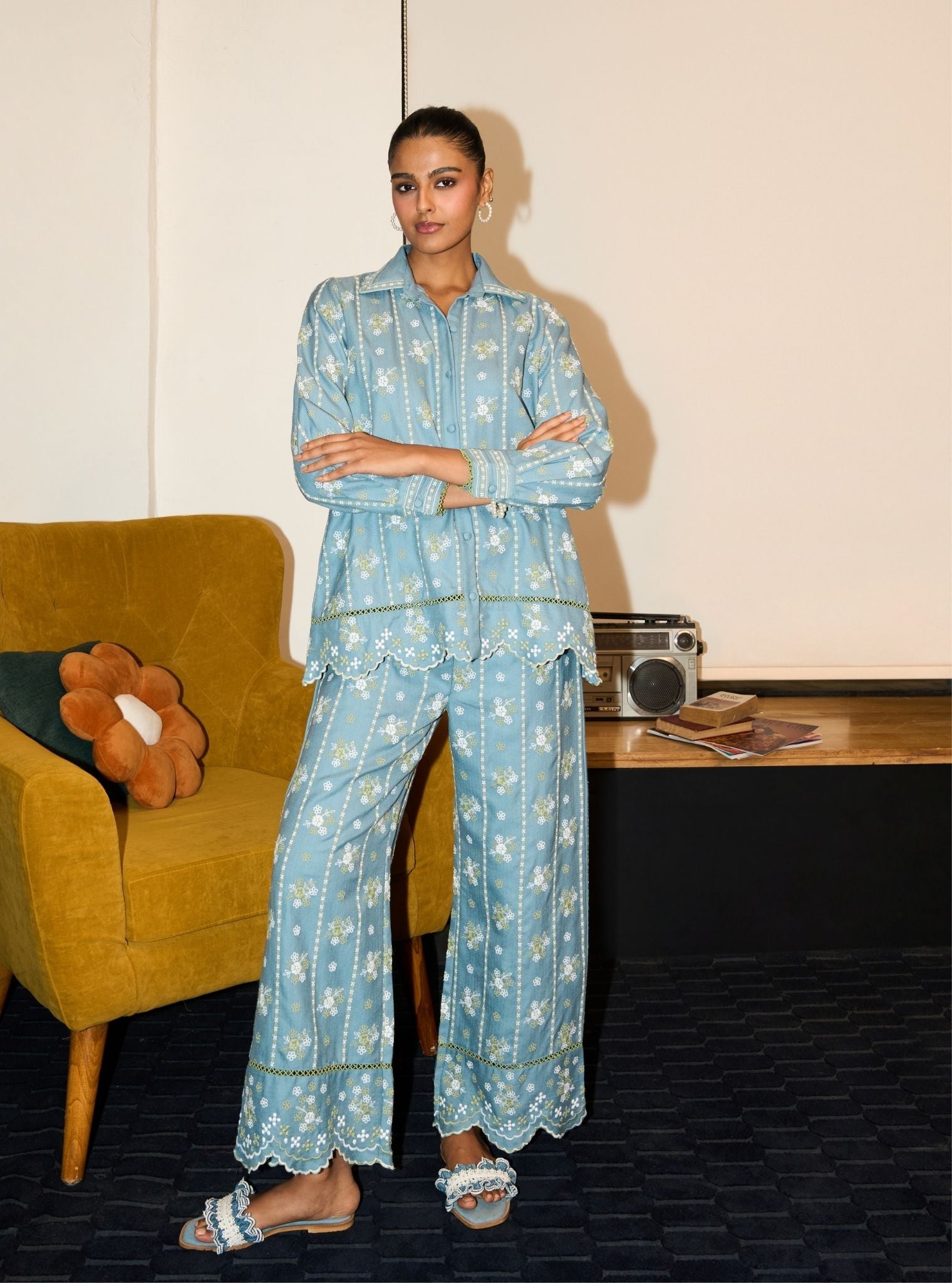 Norah Wool Light Blue Shirt Set