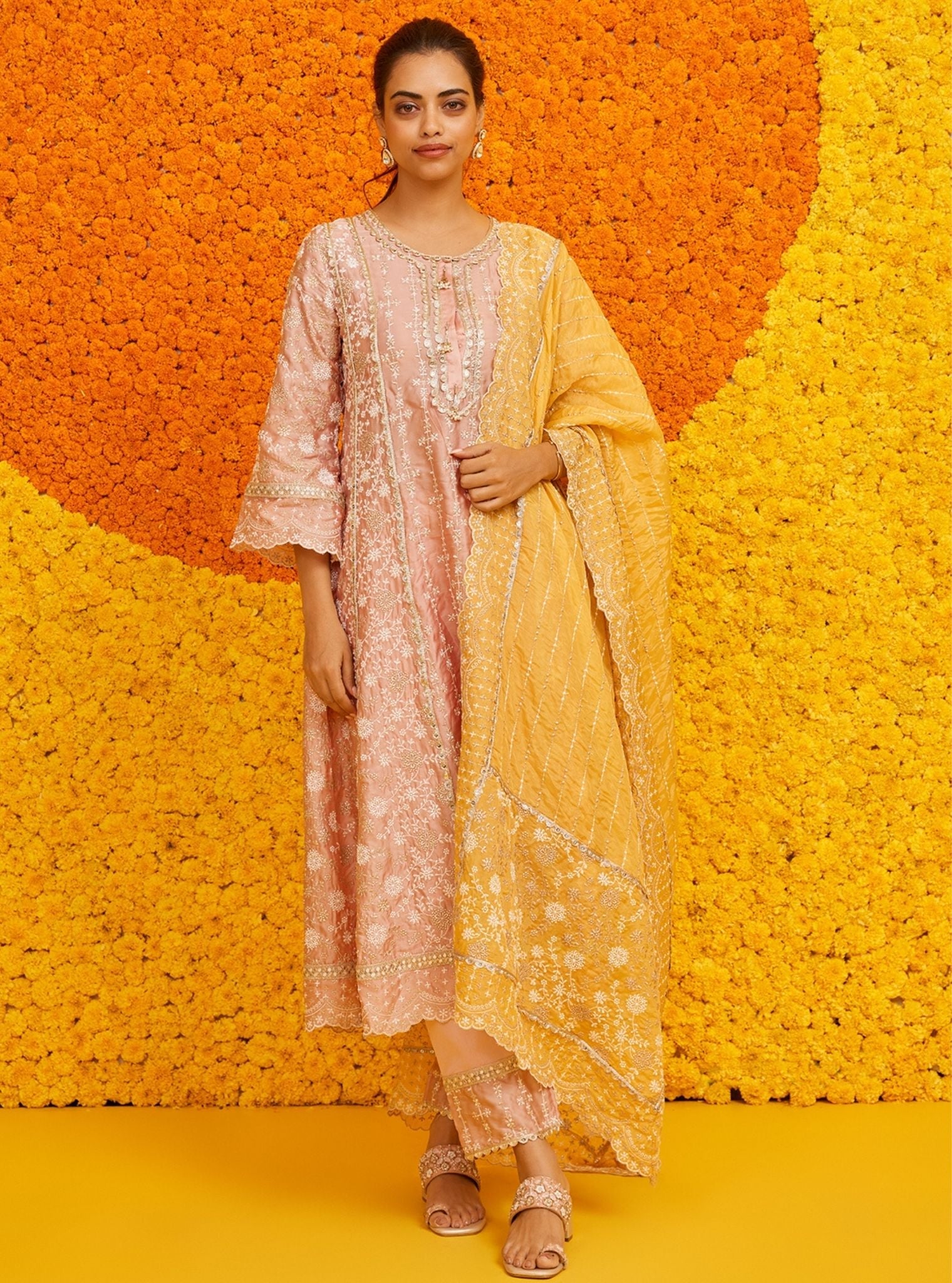 Saathiya Organza Satin Pink Kurta