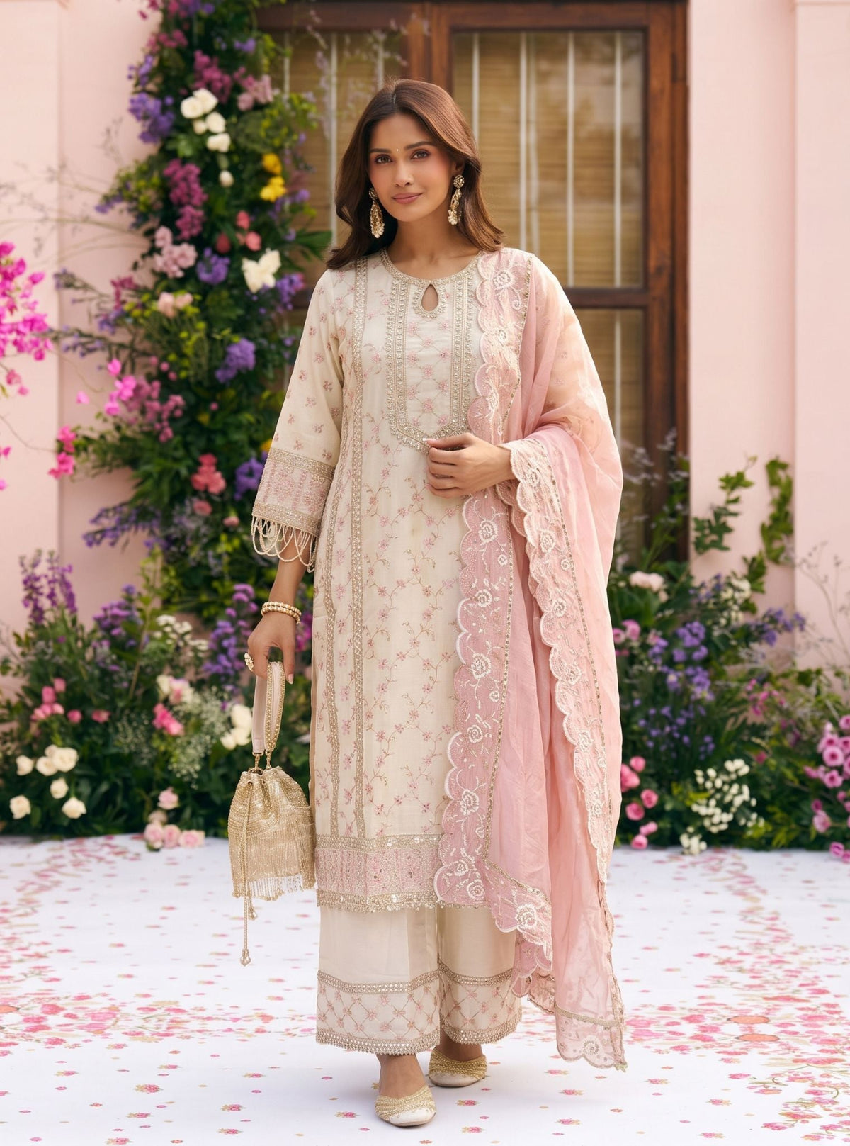 Briti Supima Cotton Off White Kurta Set