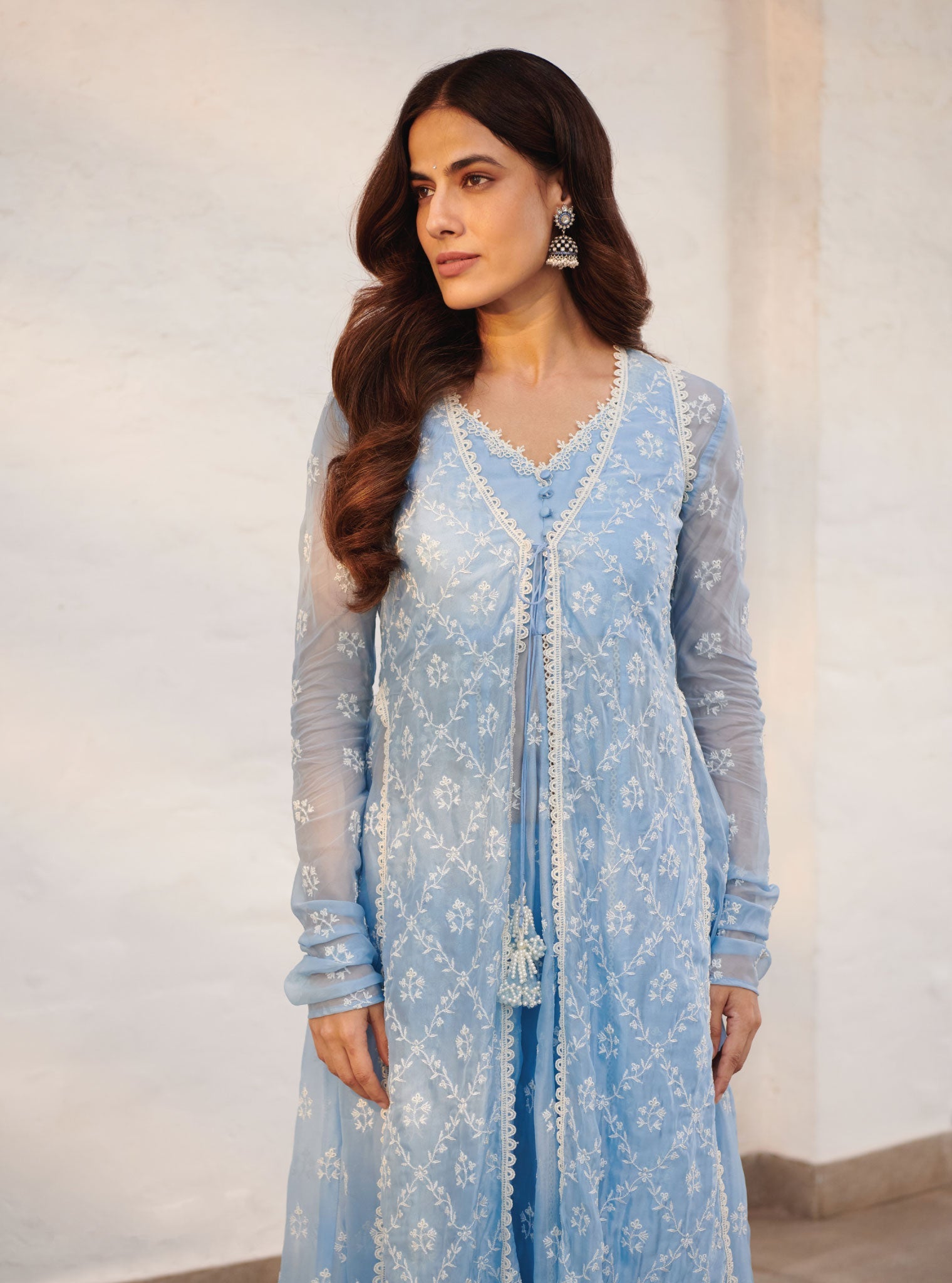 Mulmul Organza Essex Anarkali Kurta with Organza Jacket