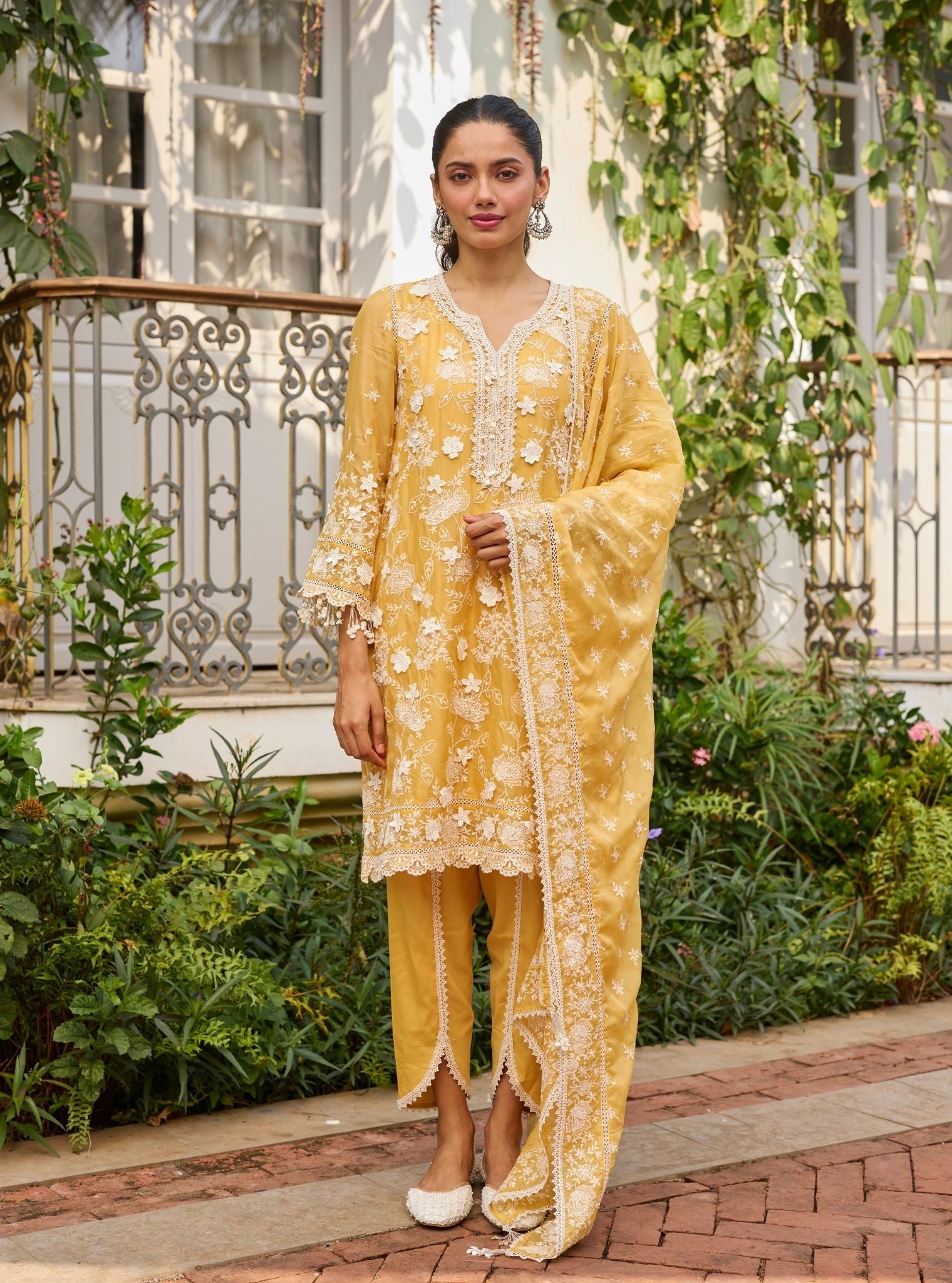 Vino Organza Yellow Kurta Set