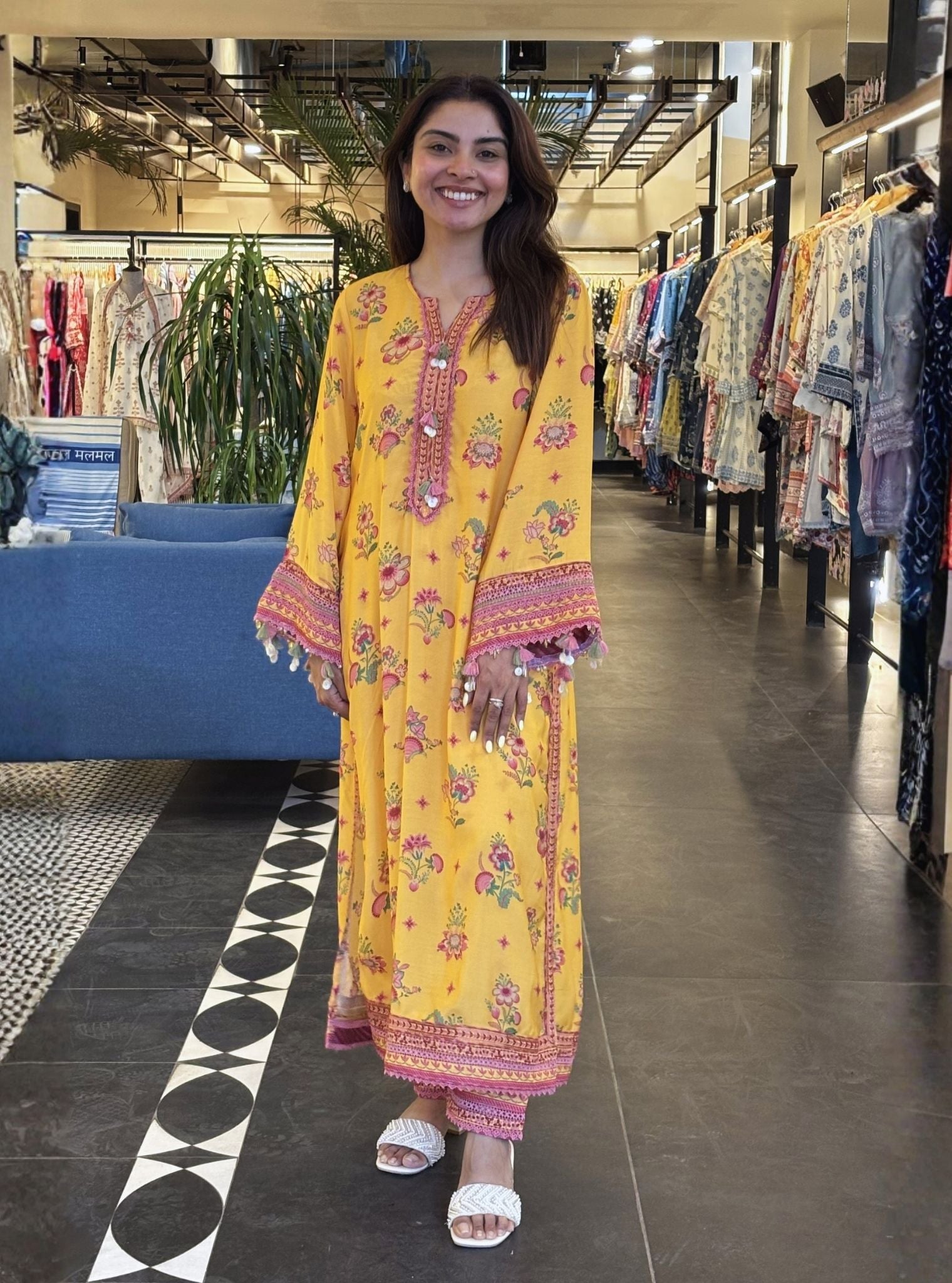 Sehar Lawn Printed Mustard Kurta Set