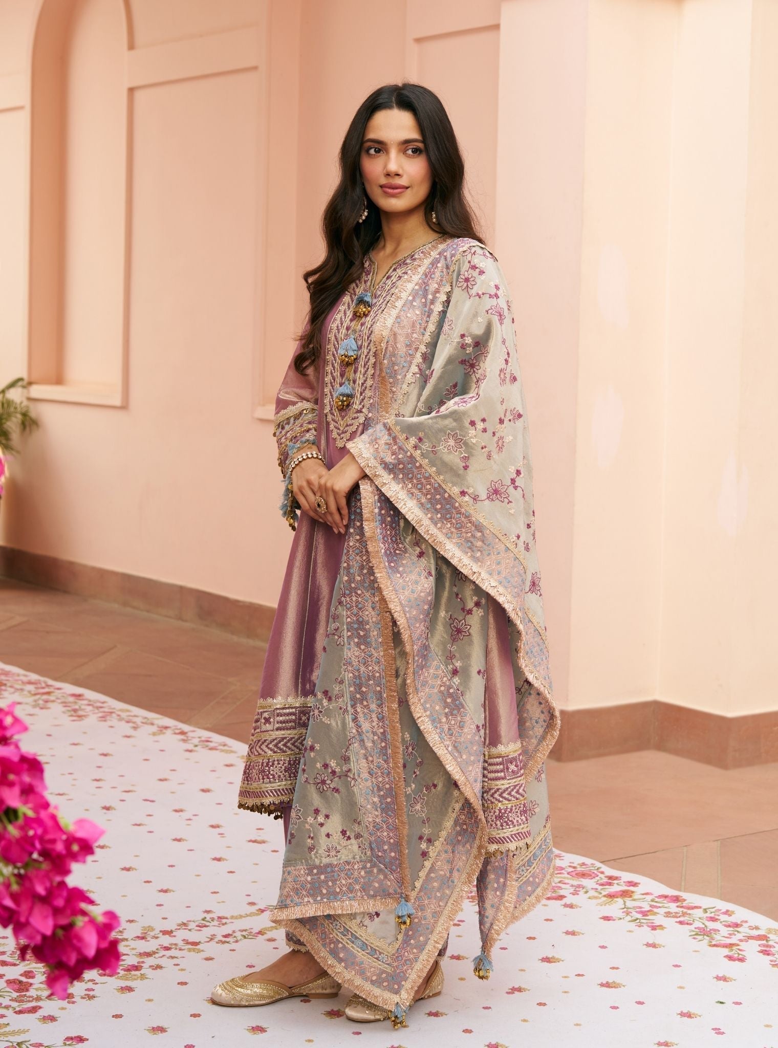 Tissue Shamili Lavender Kurta Set