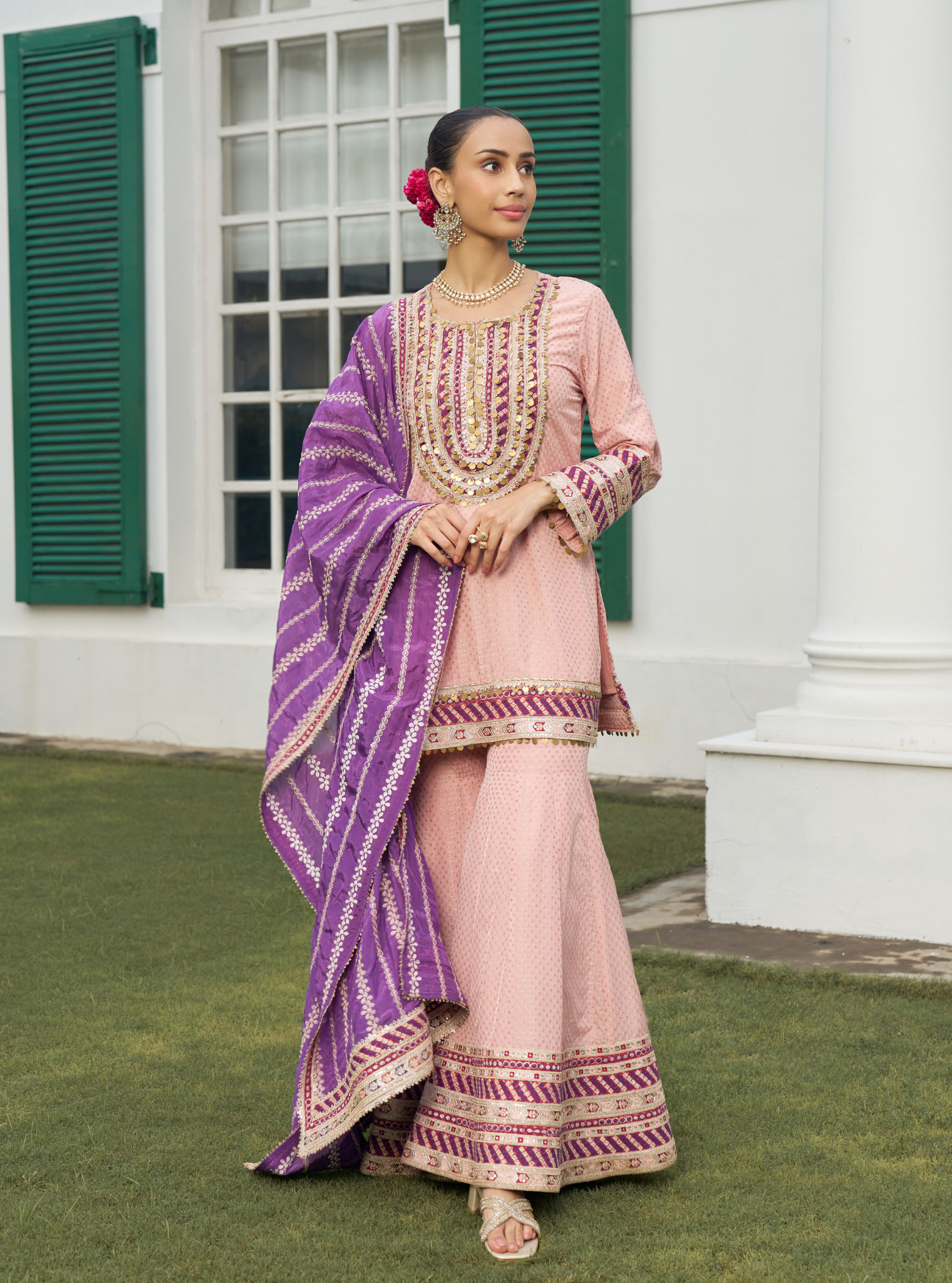 Eraya Pink Banarasi Garara Set