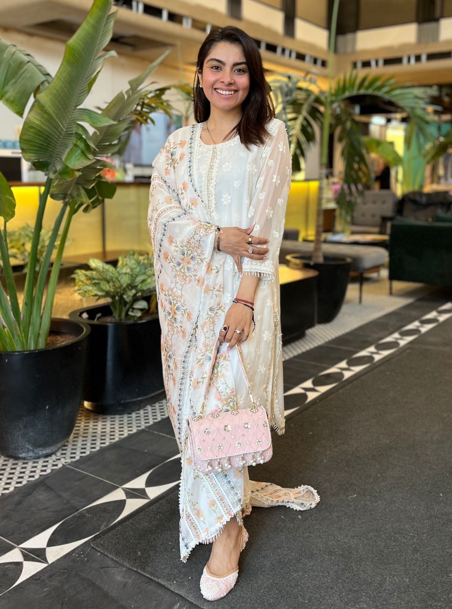 Nour Organza Off White Kurta Set