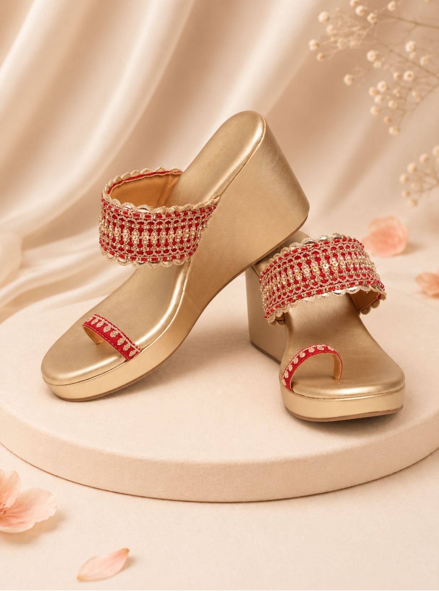 Stand by me Red Vegan Wedge Heel