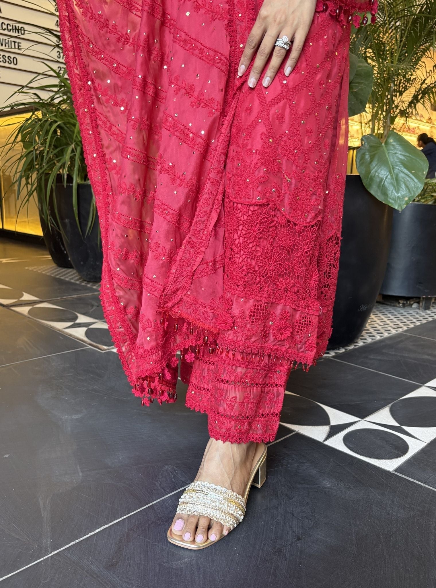 Itriya Organza Red Kurta Set