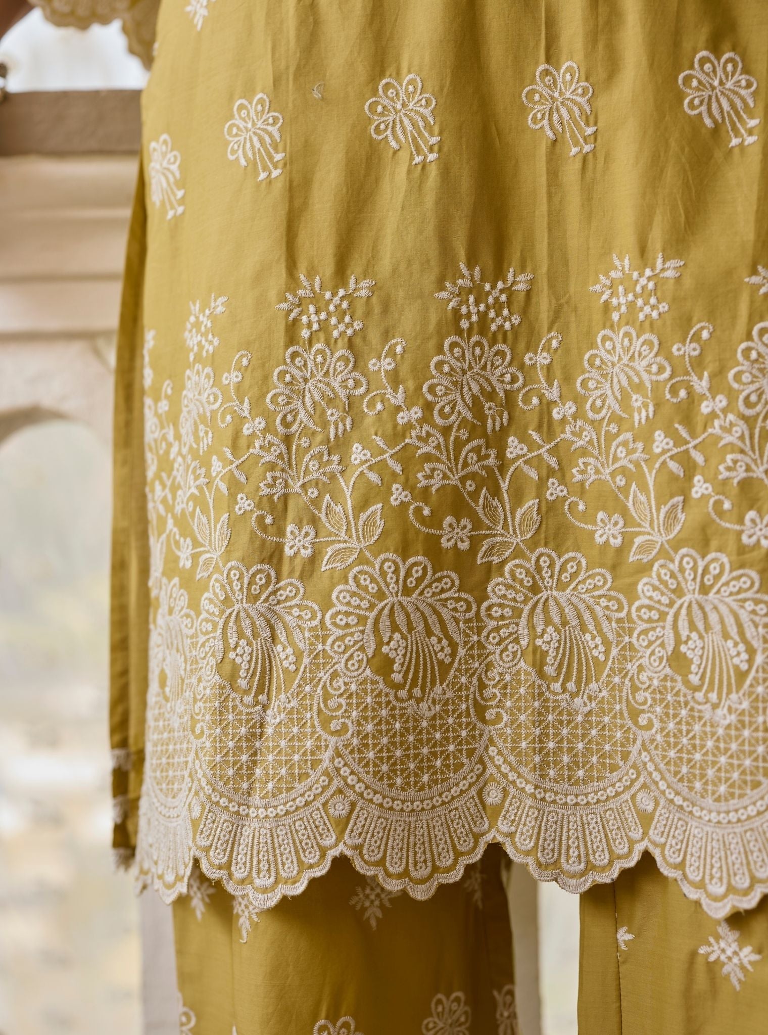 Nihri Supima Cotton Olive Green Kurta Set