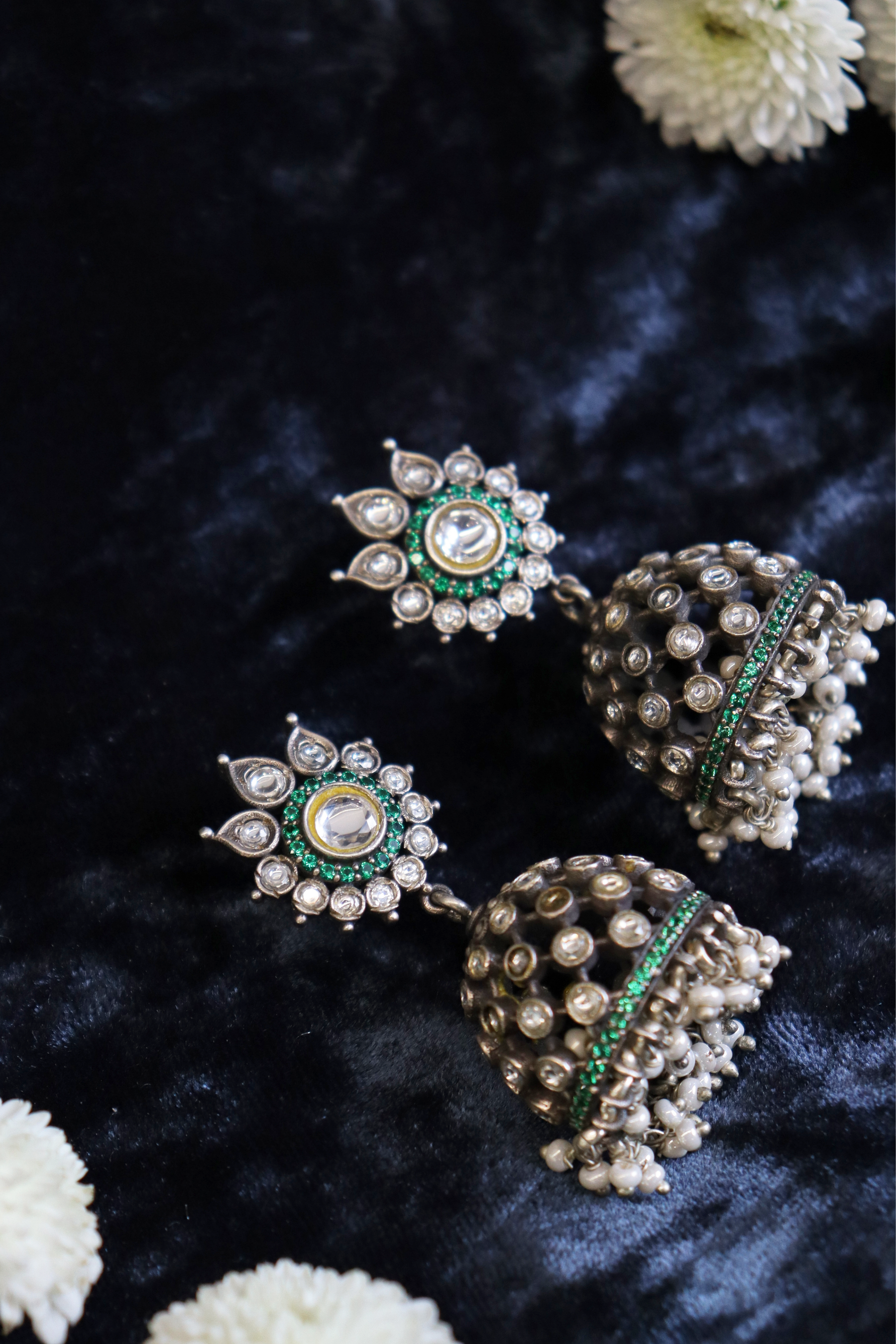 Pure Silver Verdant Jhumka