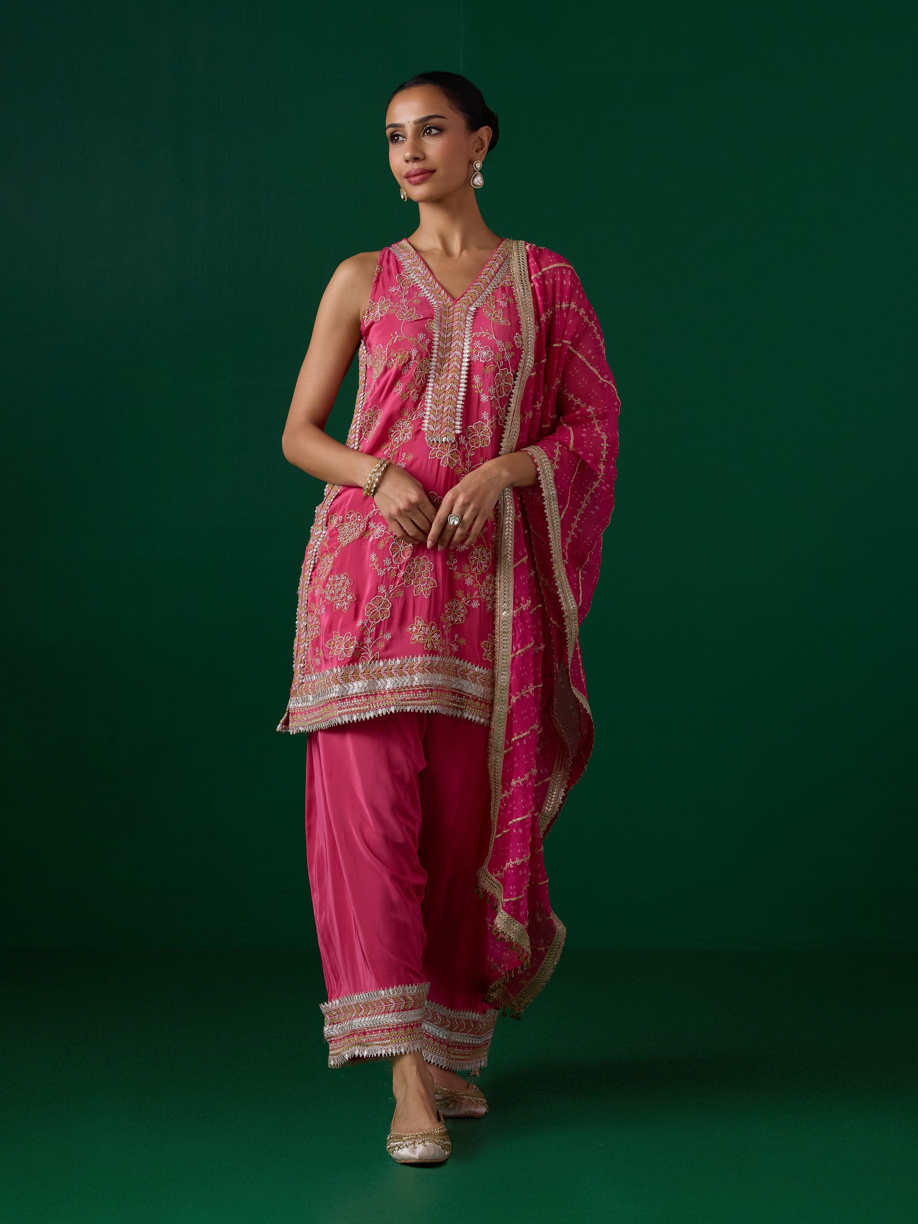 Jivara Crepe Fuschia Kurta Set