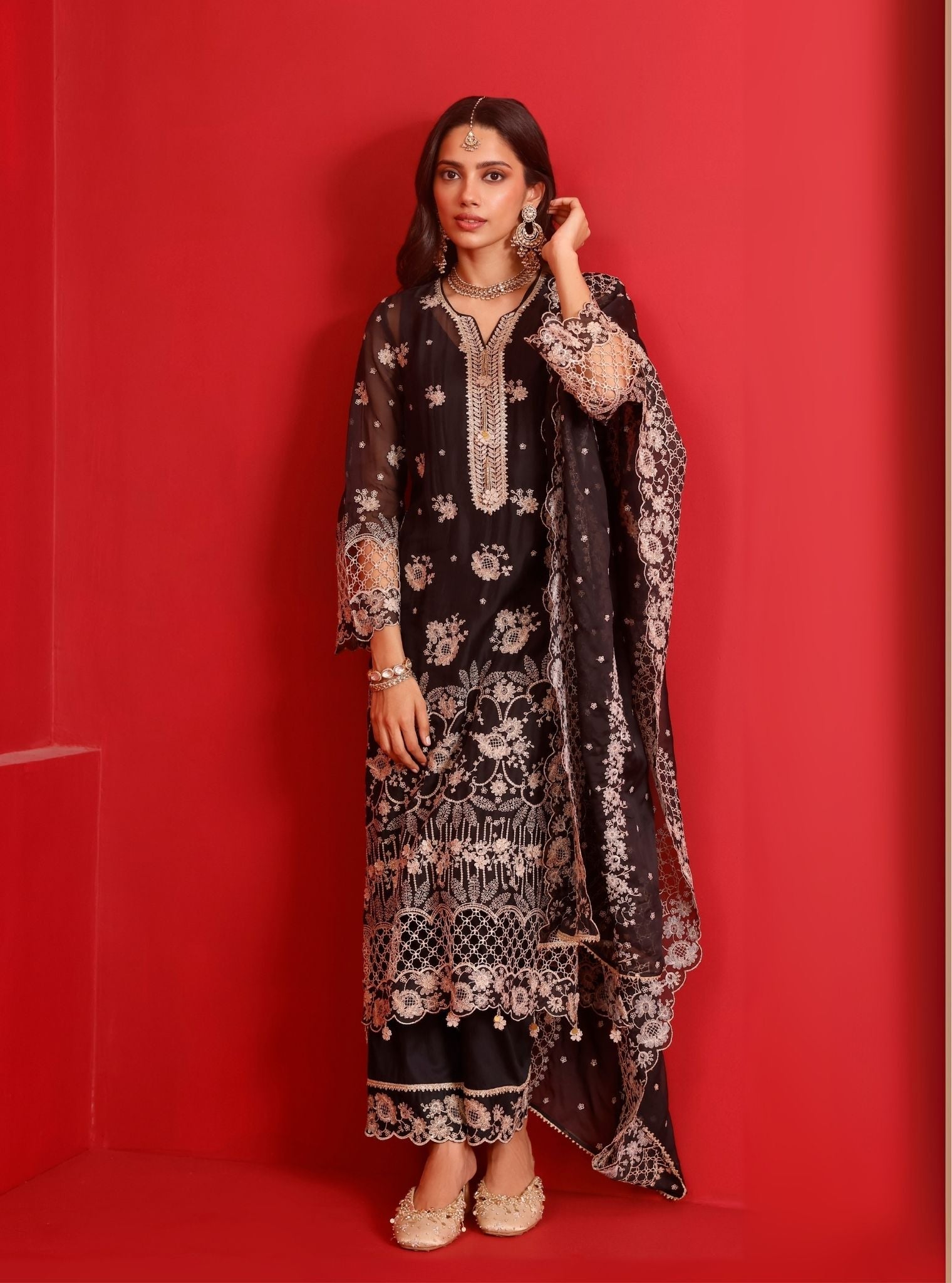 Ina Organza Black Kurta Set