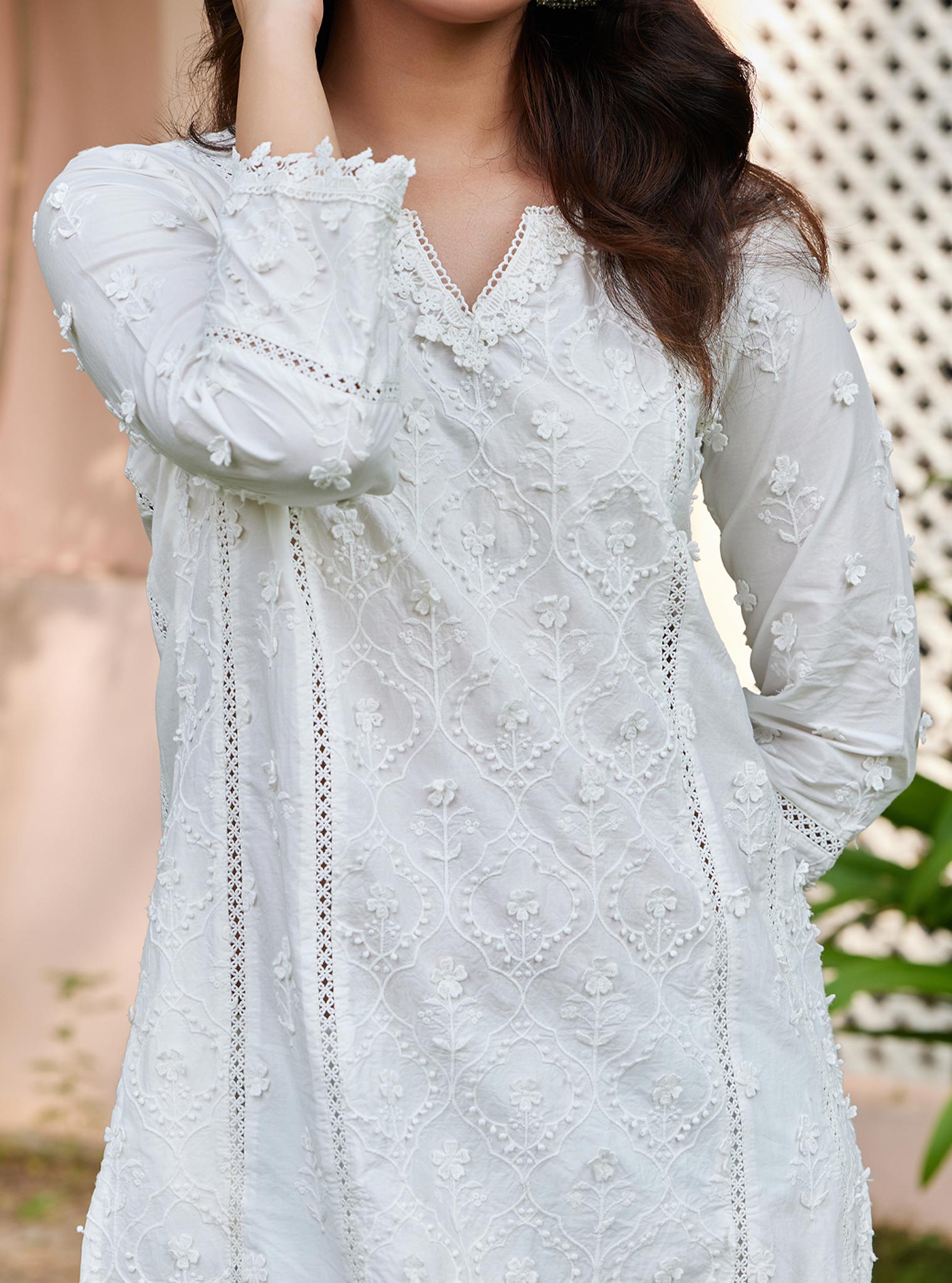 Mulmul Supima Cotton Kainat Off White Kurta