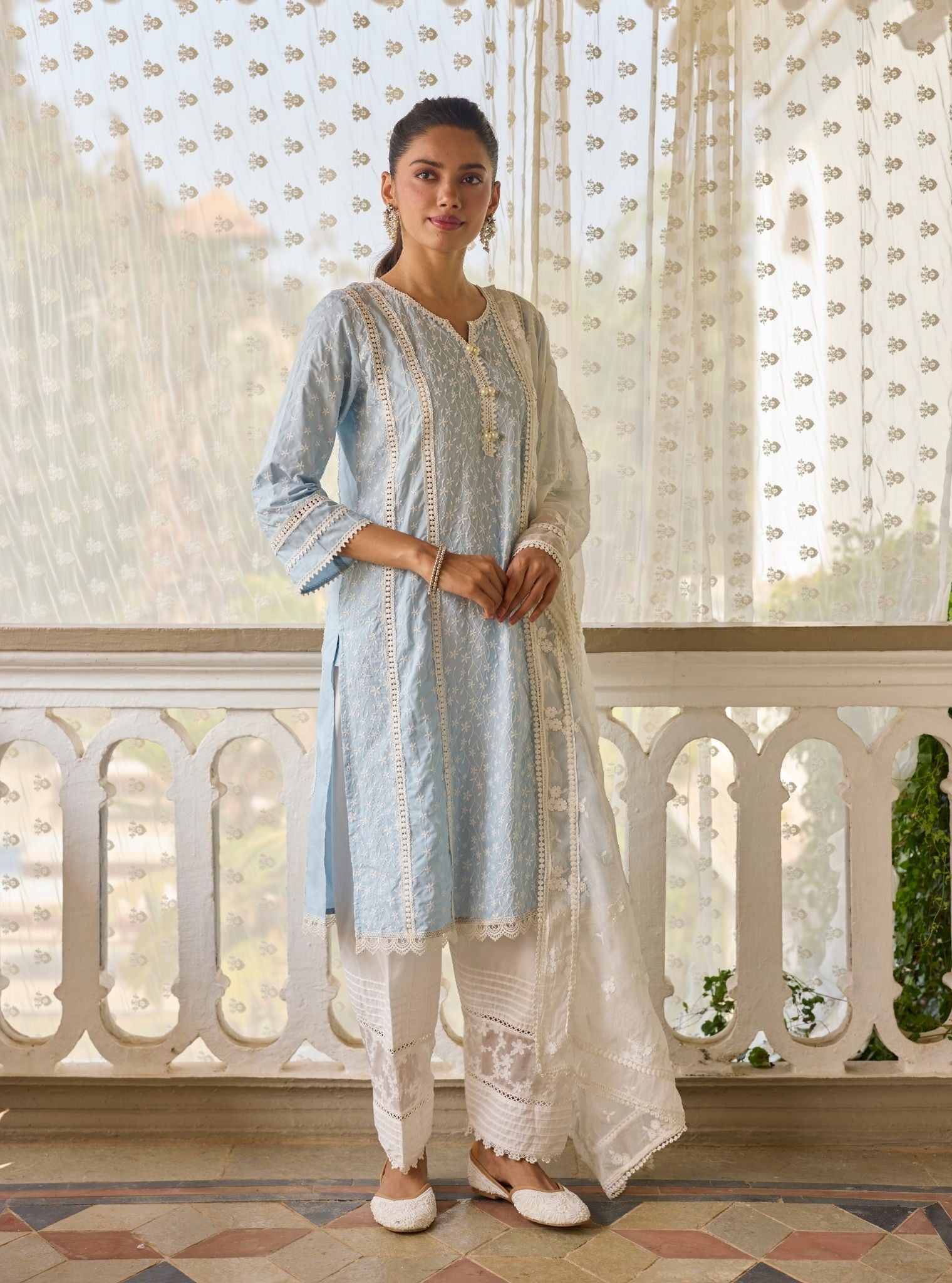 Moira Supima Cotton Blue Kurta Set