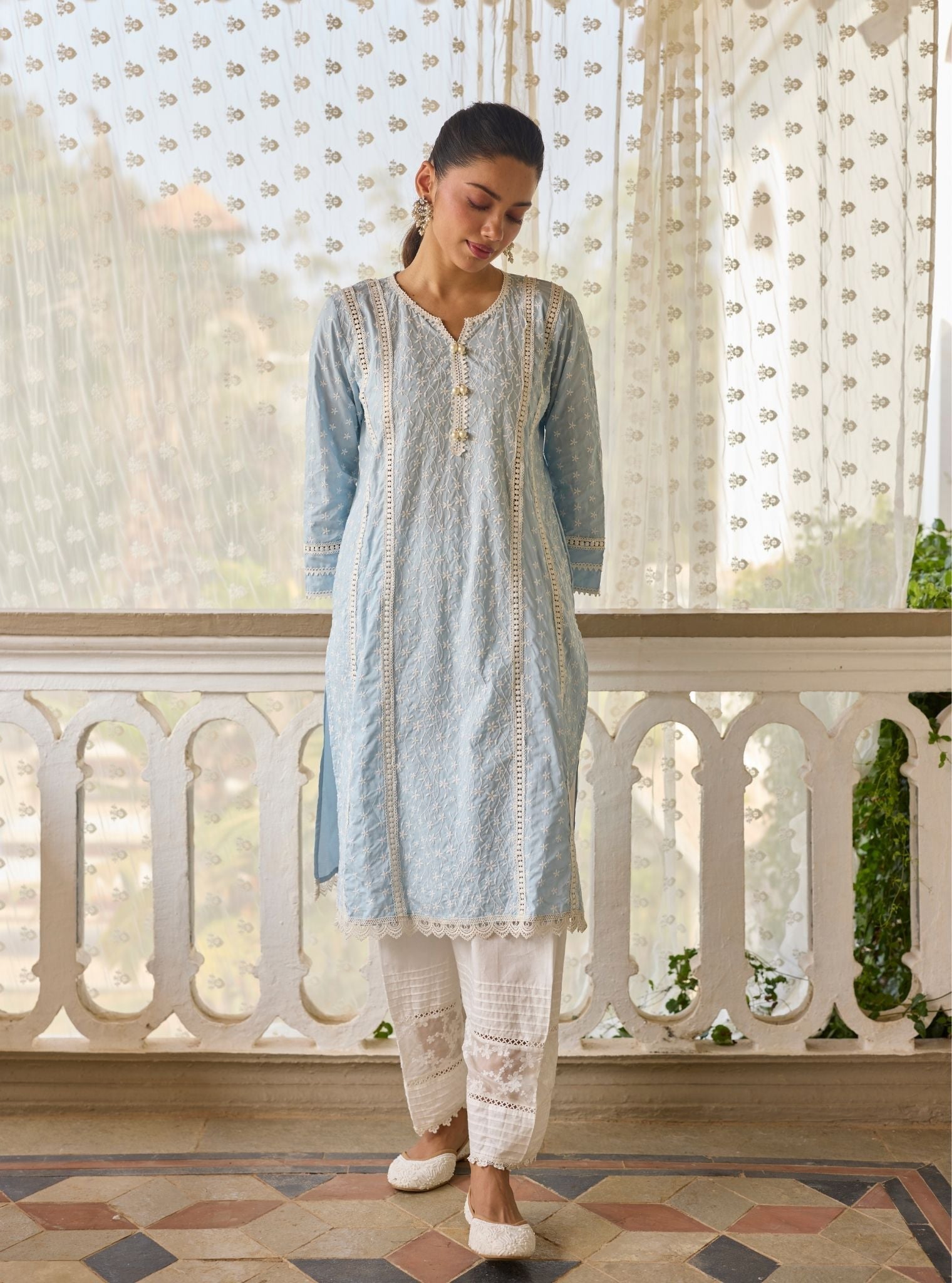 Moira Supima Cotton Blue Kurta Set
