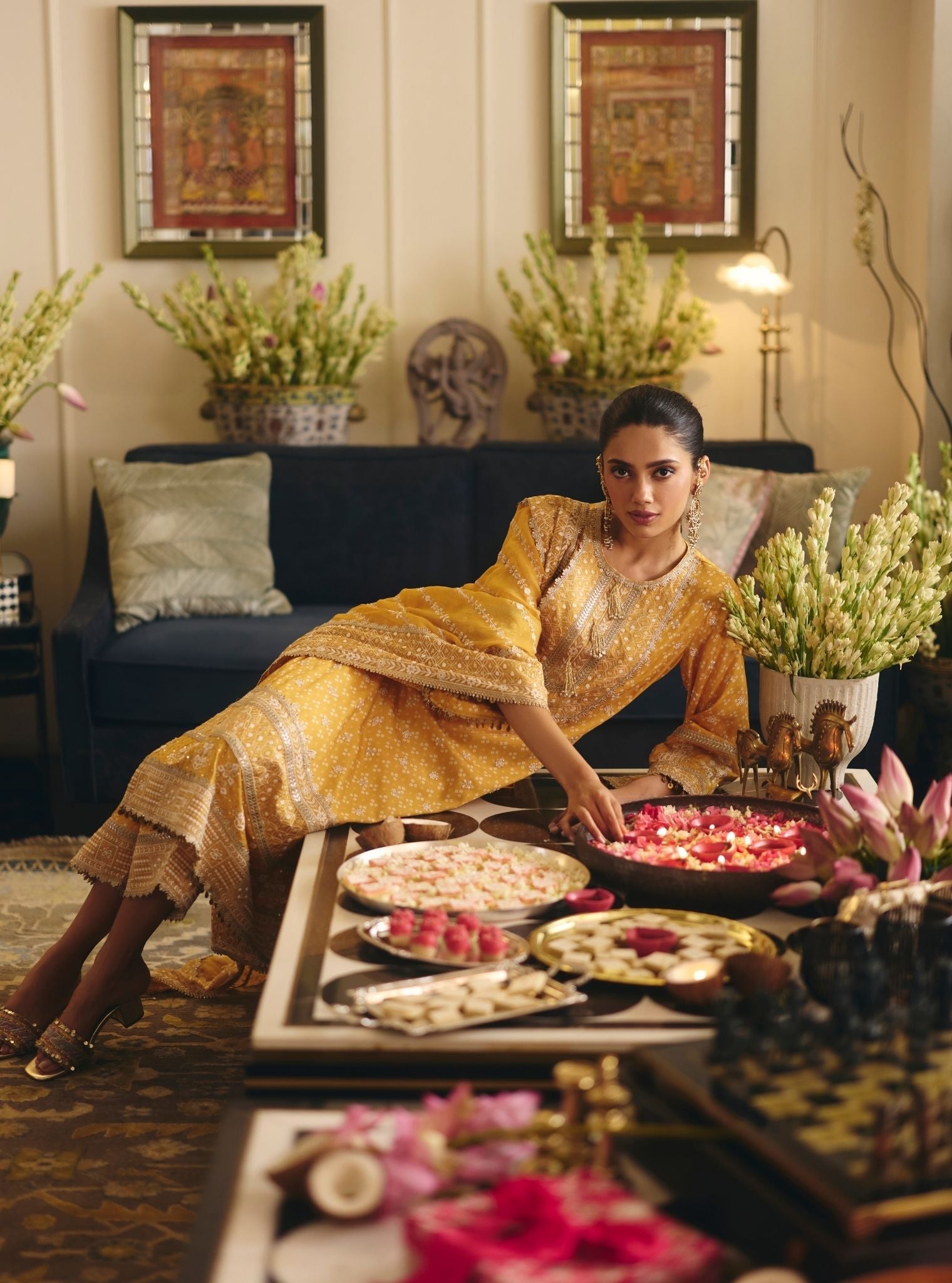 Mulmul Organza Lari Mustard Dupatta