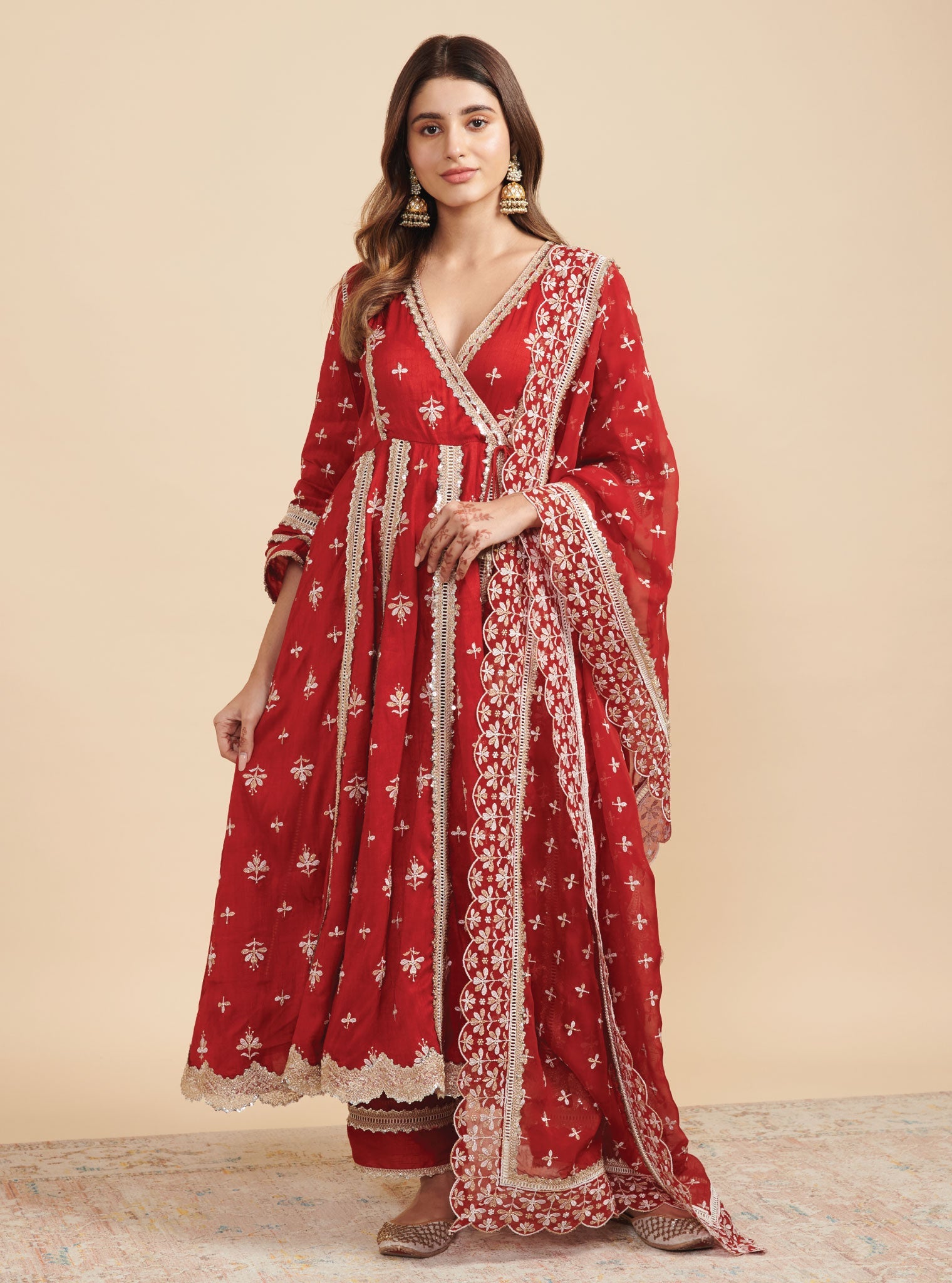 Mulmul Khanak Red Dupatta
