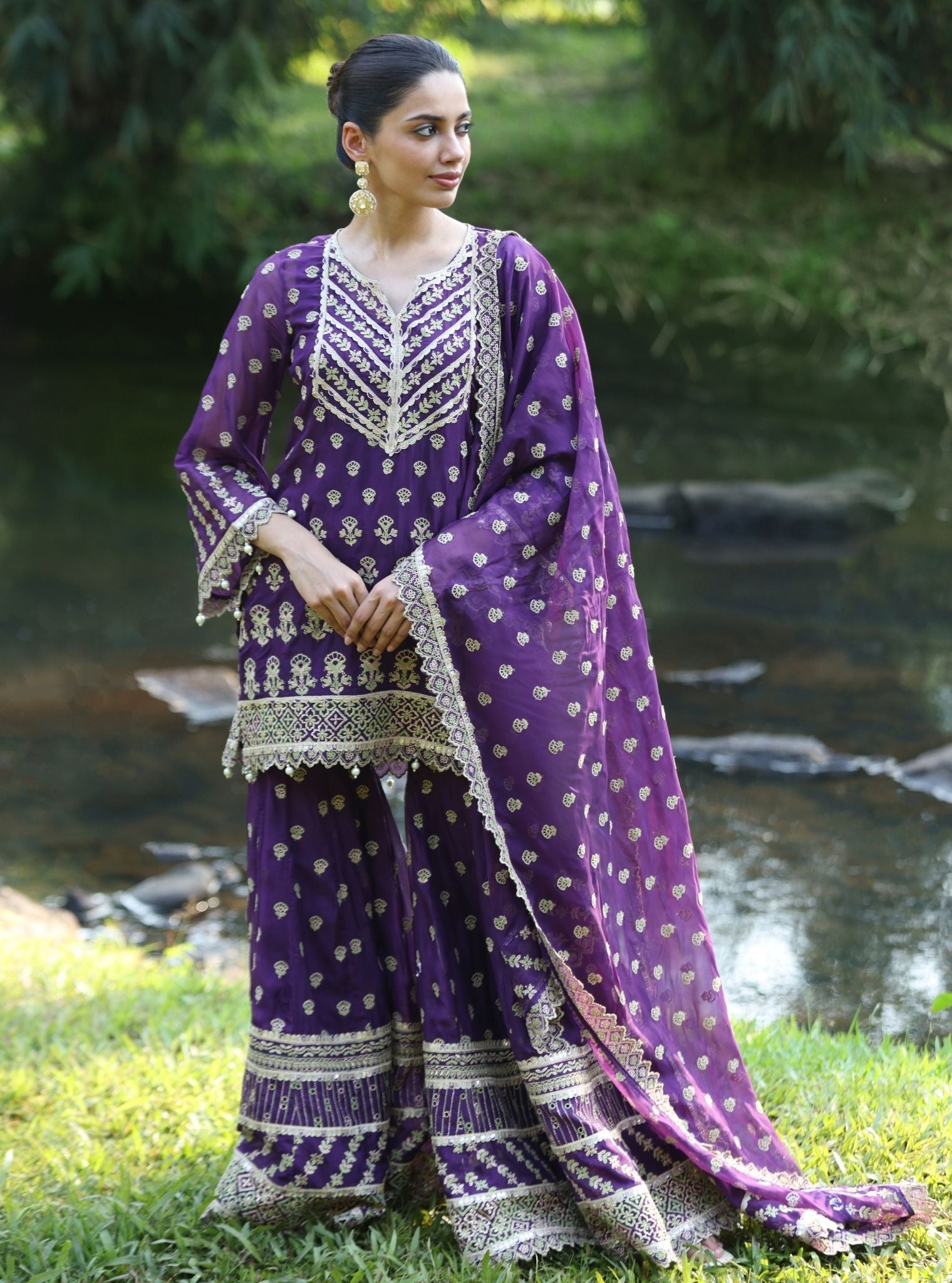 Mulmul Organza Kahani Purple Dupatta
