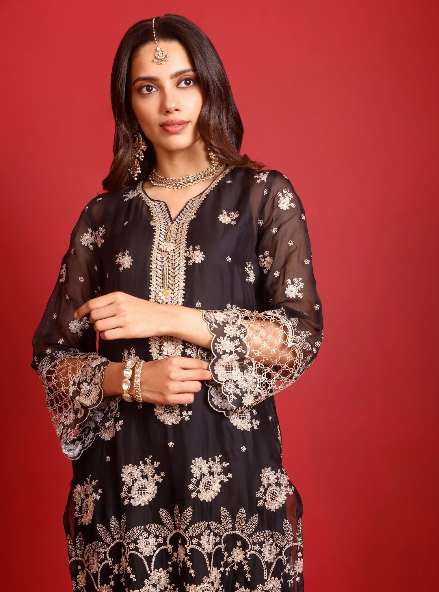 Ina Organza Black Kurta Set