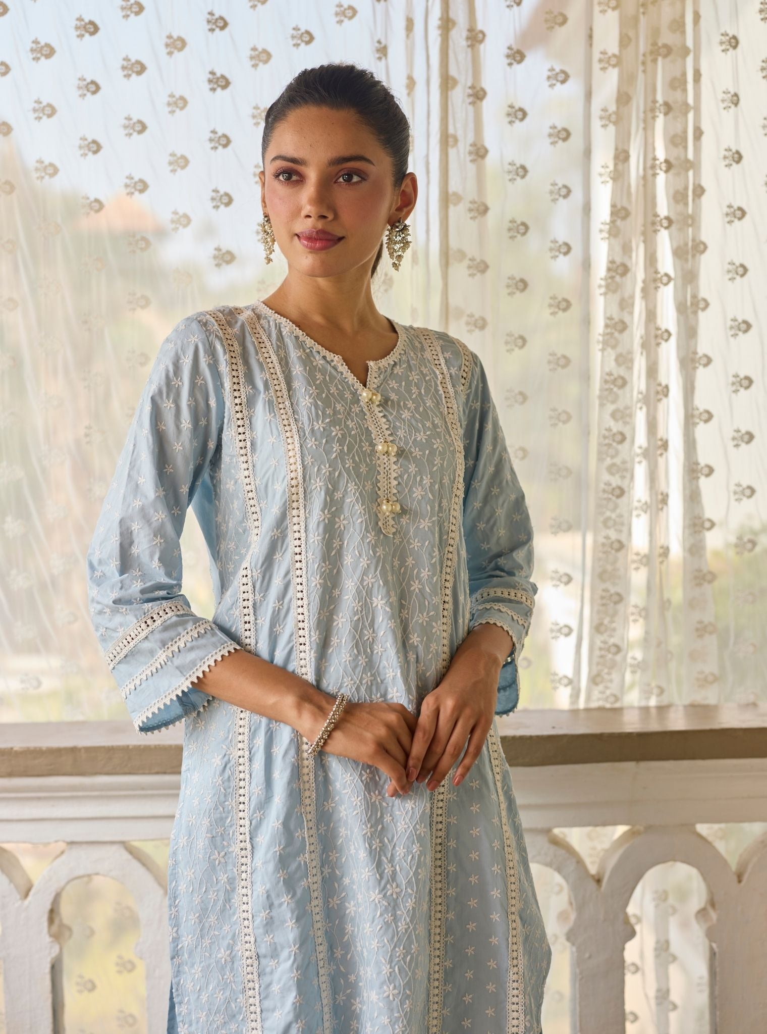 Moira Supima Cotton Blue Kurta Set