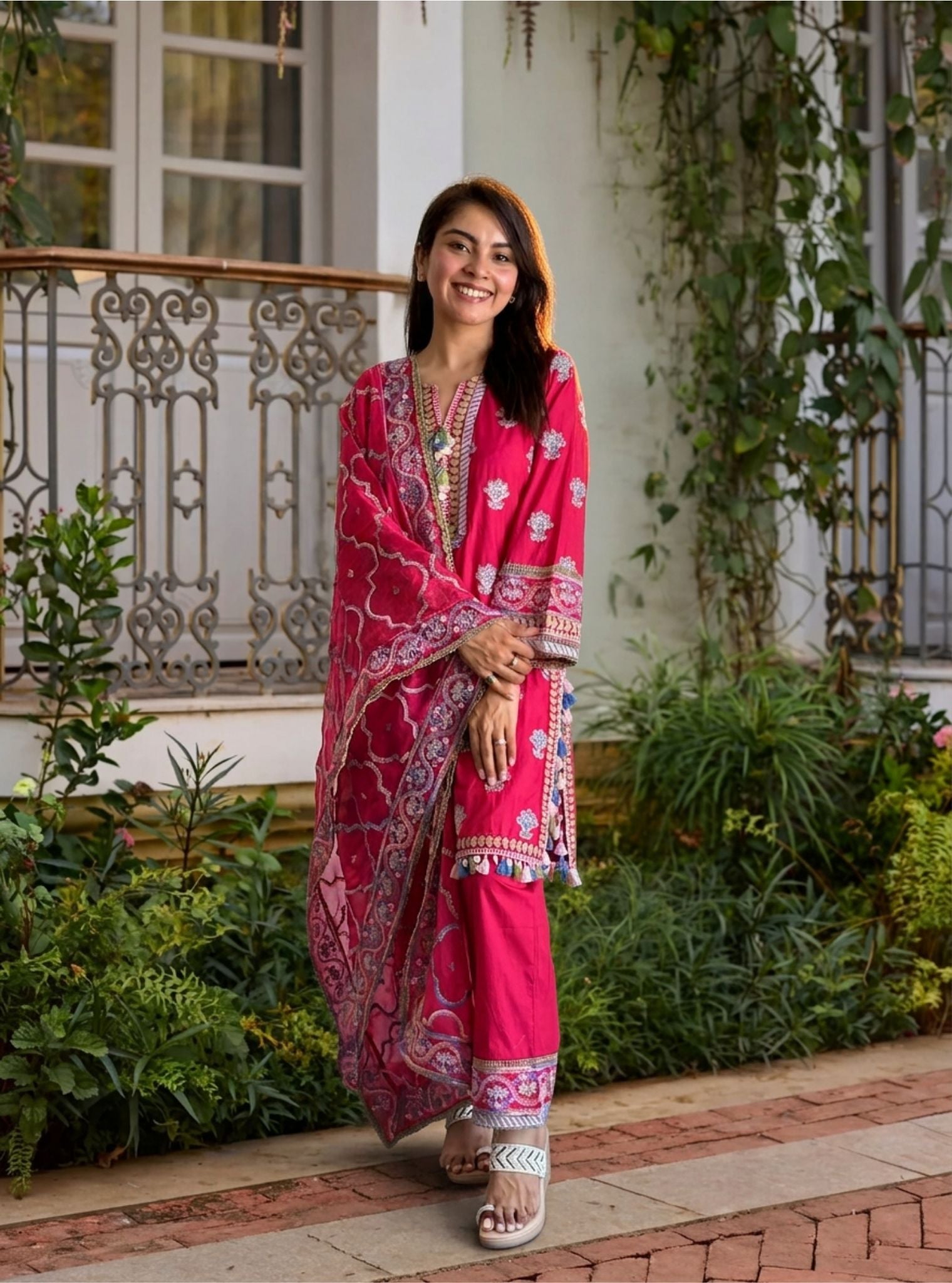 Amoli Supima Cotton Fuschia Kurta Set