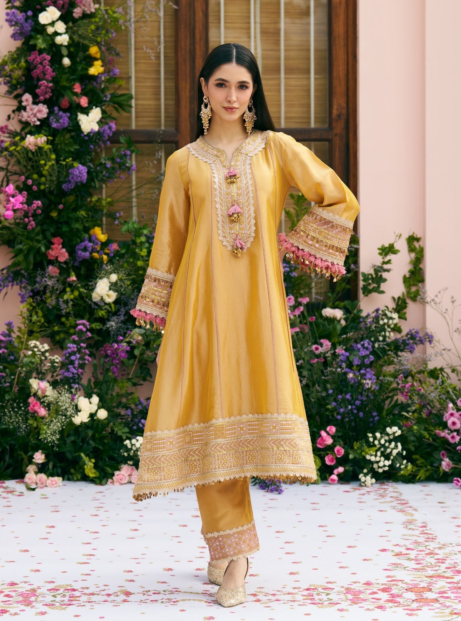Shamili Tissue Yellow Kurta Set