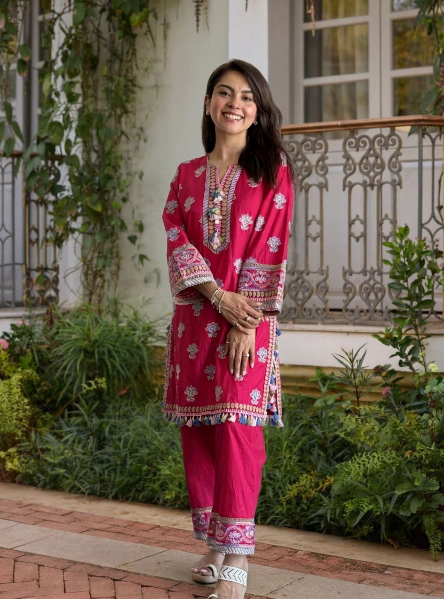 Amoli Supima Cotton Fuschia Kurta Set