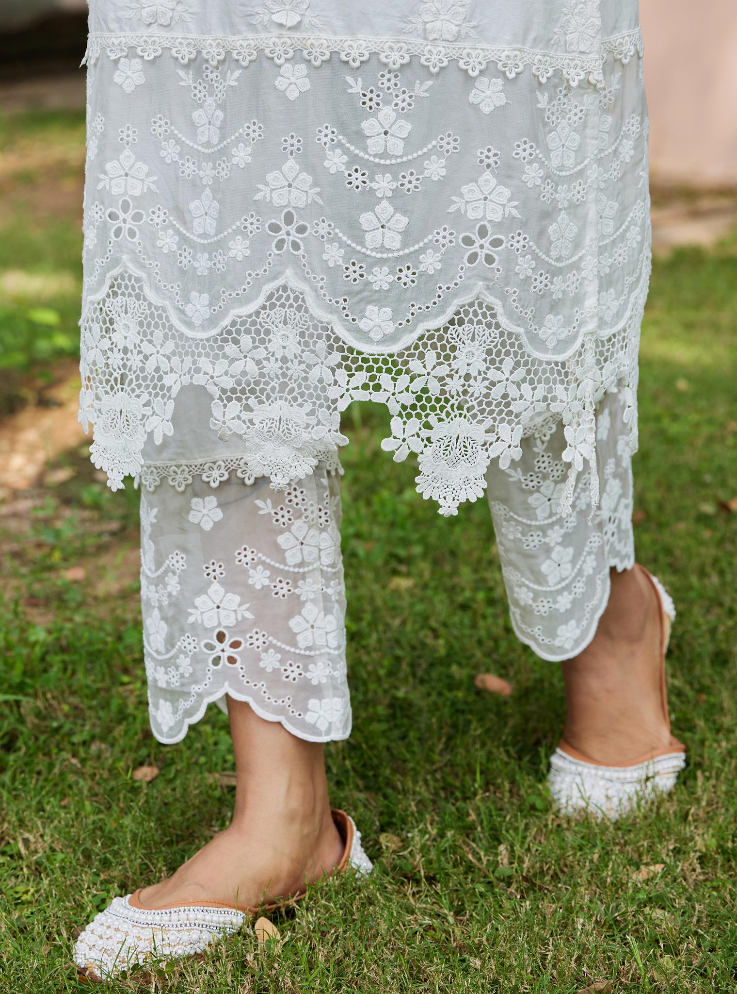 Mulmul Supima Cotton Reeva Off White Pant