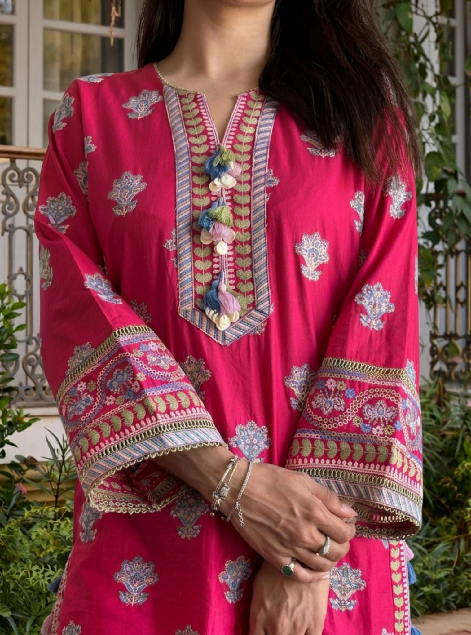 Amoli Supima Cotton Fuschia Kurta Set